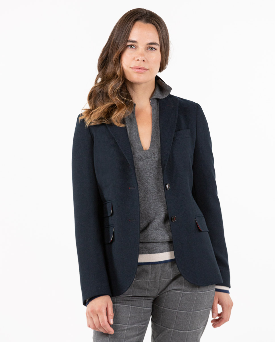 Navy False Plain Blazer Separate