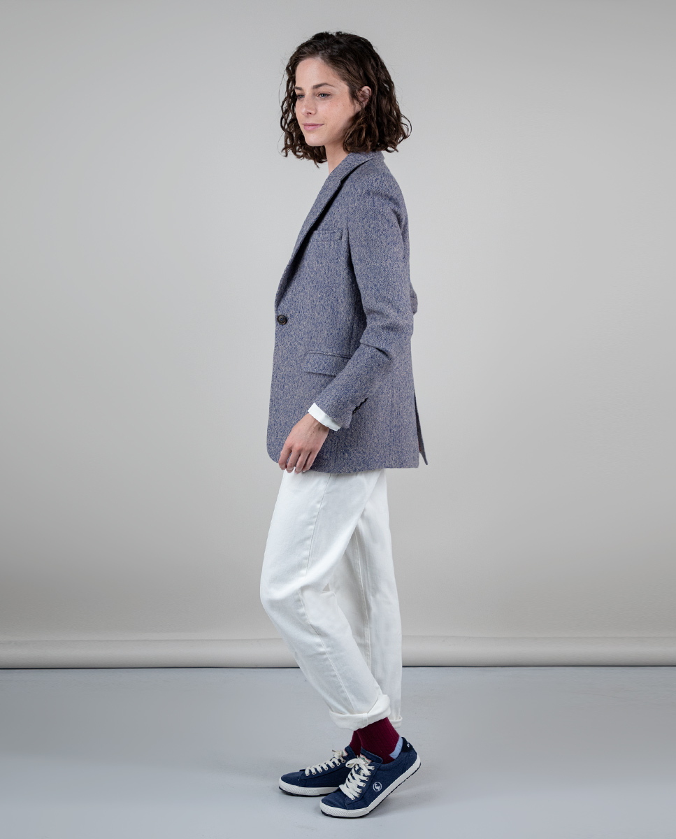 Blue Wool Herringbone Jacket