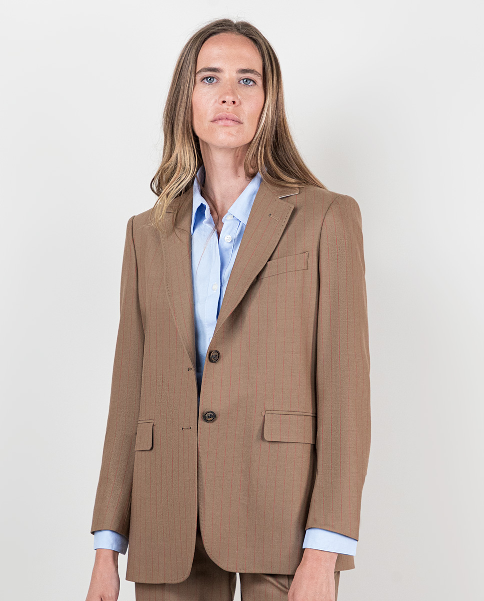 Camel Pinstripe Jacket Separate