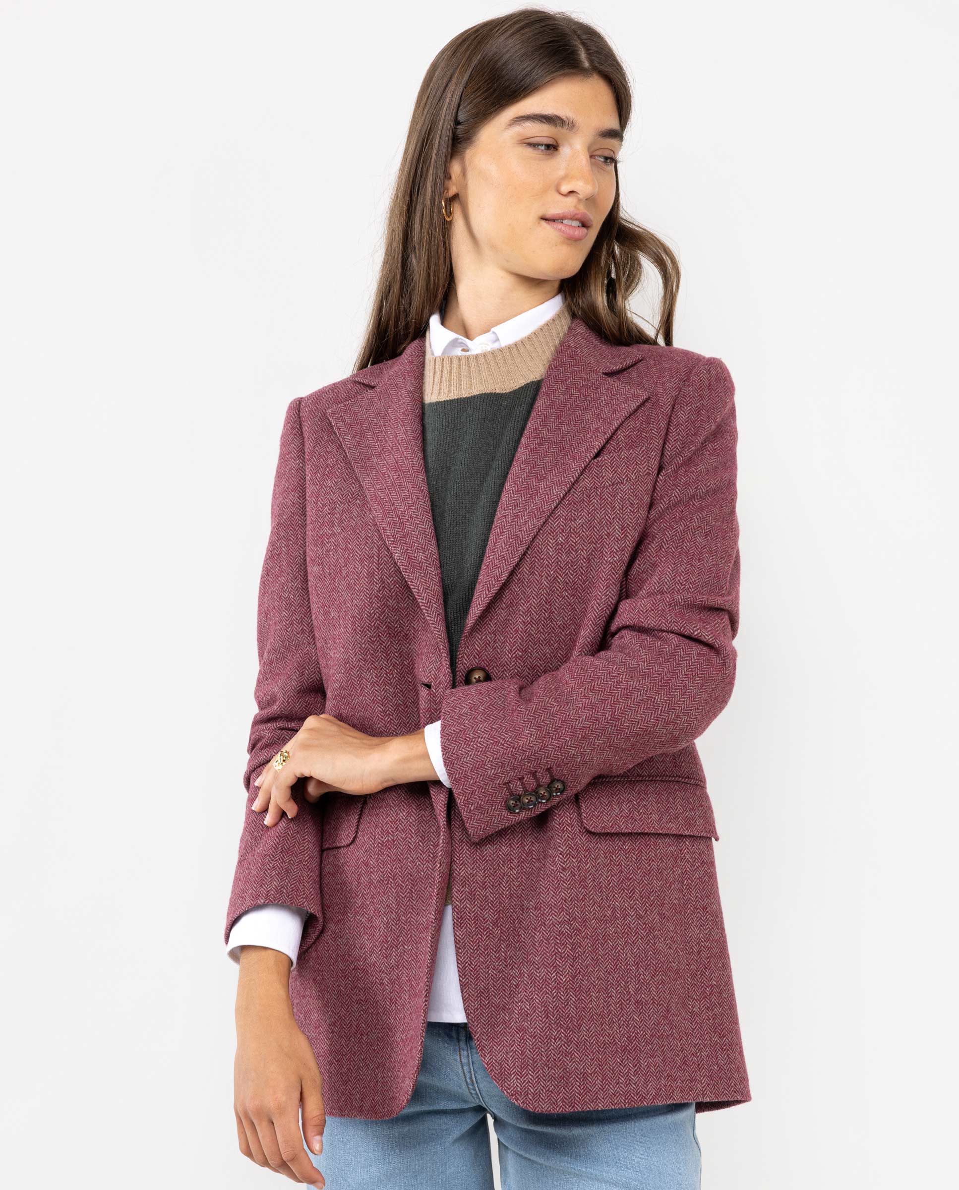 Maroon Herringbone Jacket
