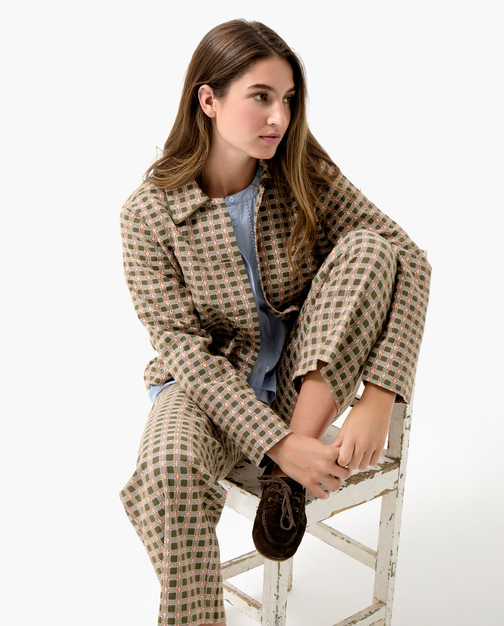 Anaya Green Check Jacket