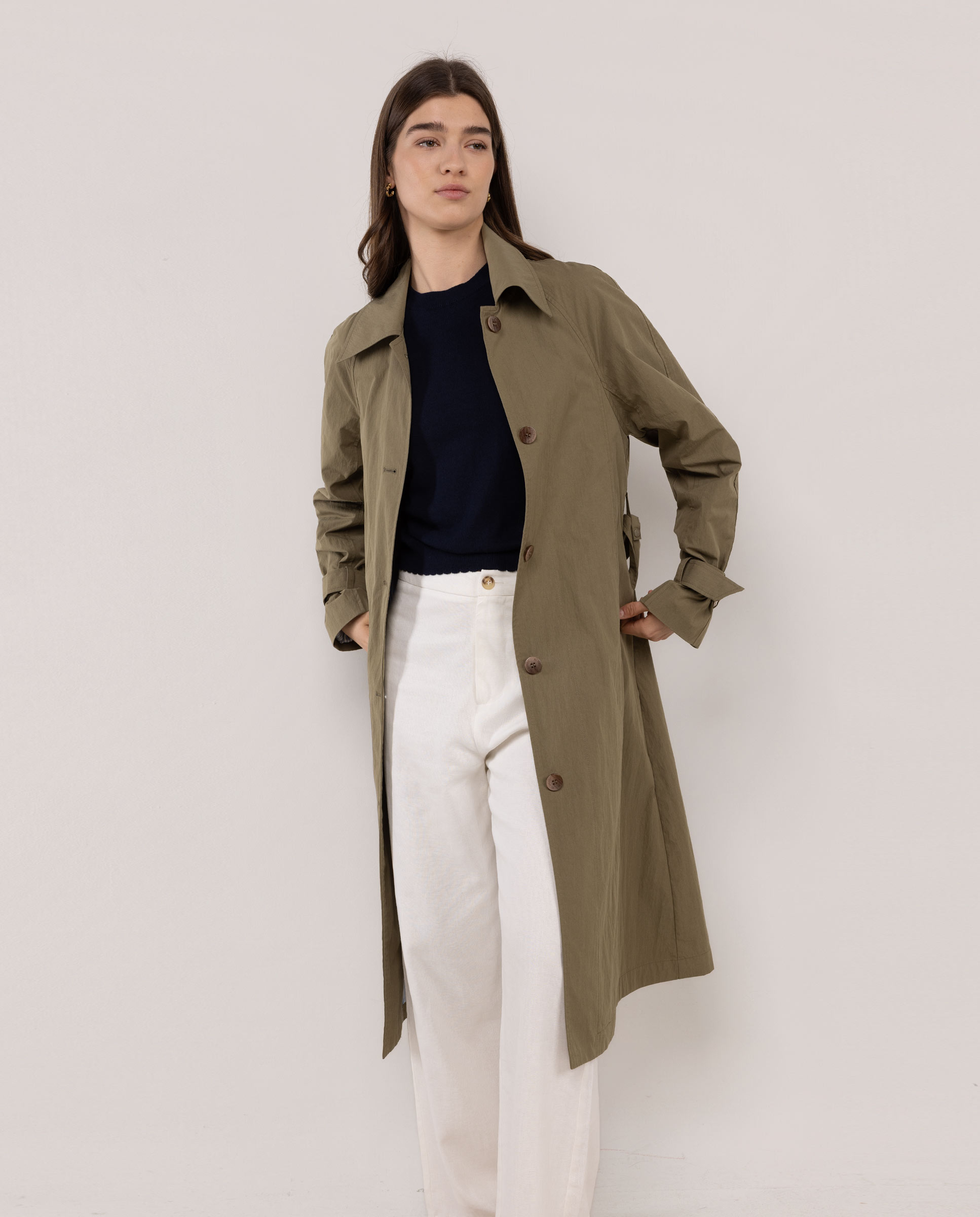 Gabardina Ava Algodón Larga Verde