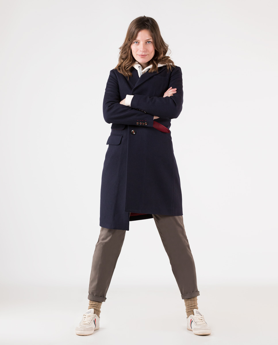 Tailored Navy Fabric Coat
