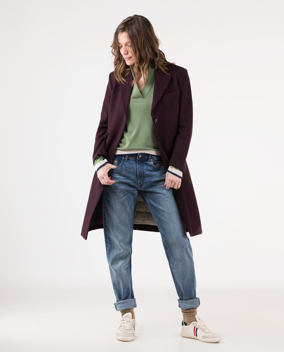 Tailored Burgundy Fabric Coat