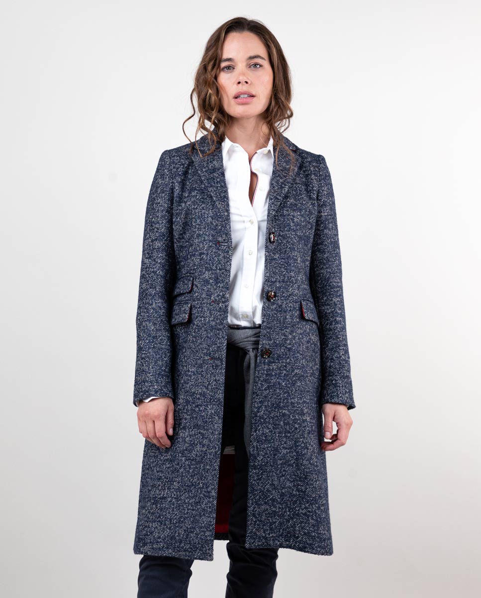 Abrigo Entallado Diagonal Marino