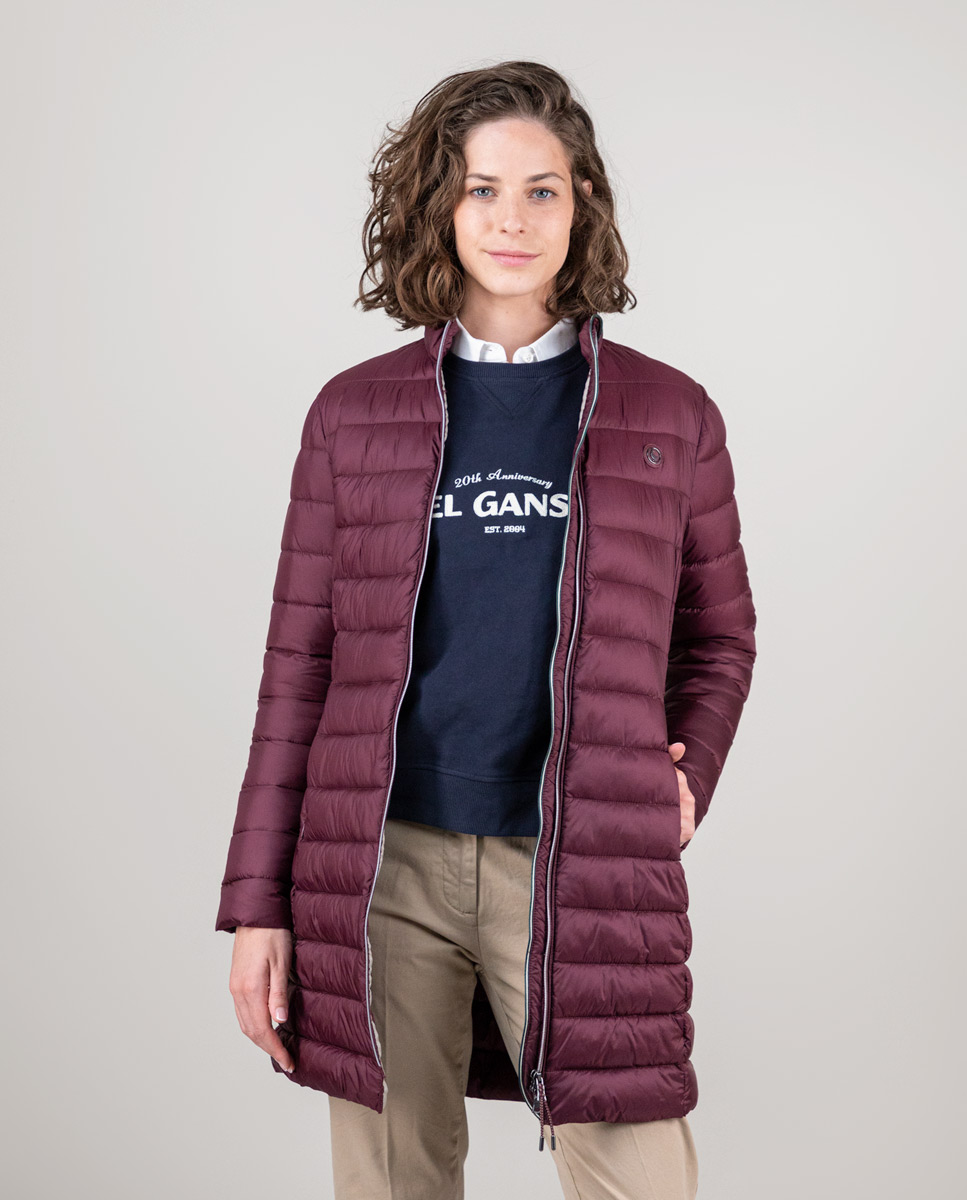 Abrigo Largo Acolchado Granate