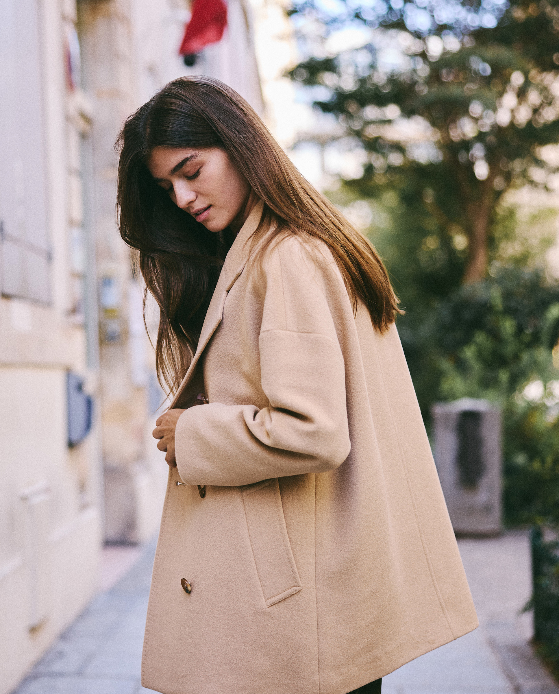 Abrigo Corto Cruzado Beige