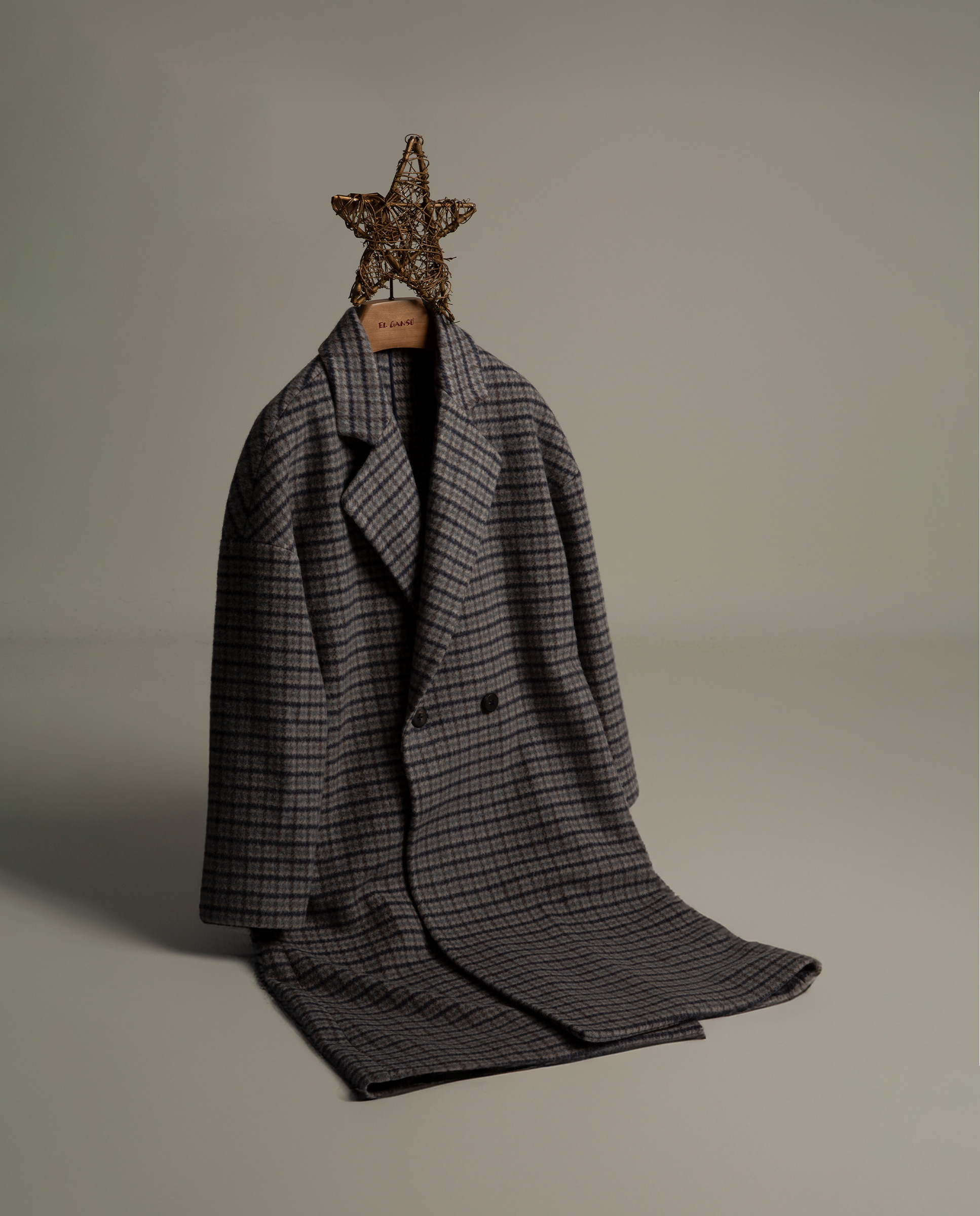 Blue Checked Double-Breasted Coat