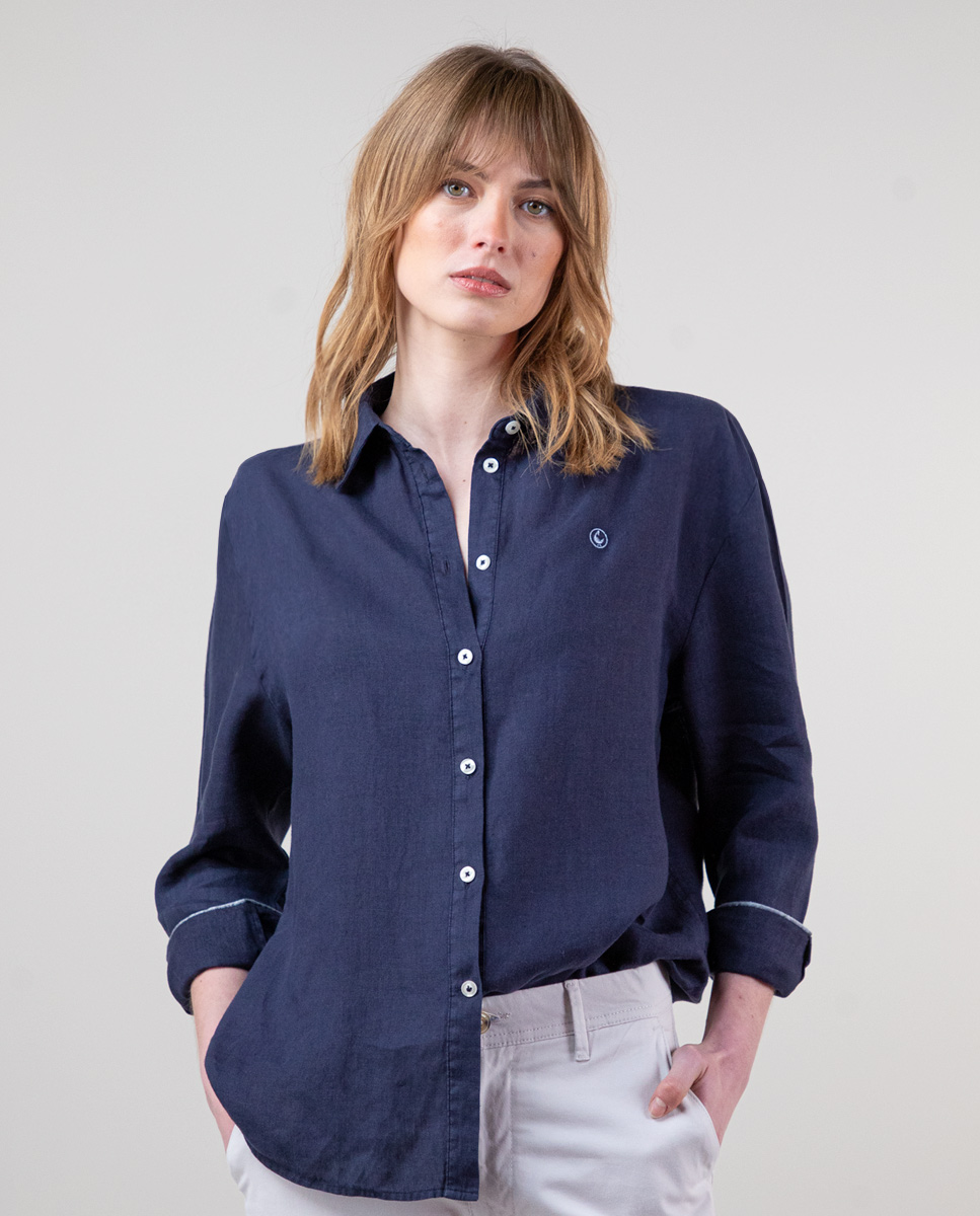 Navy Linen Shirt