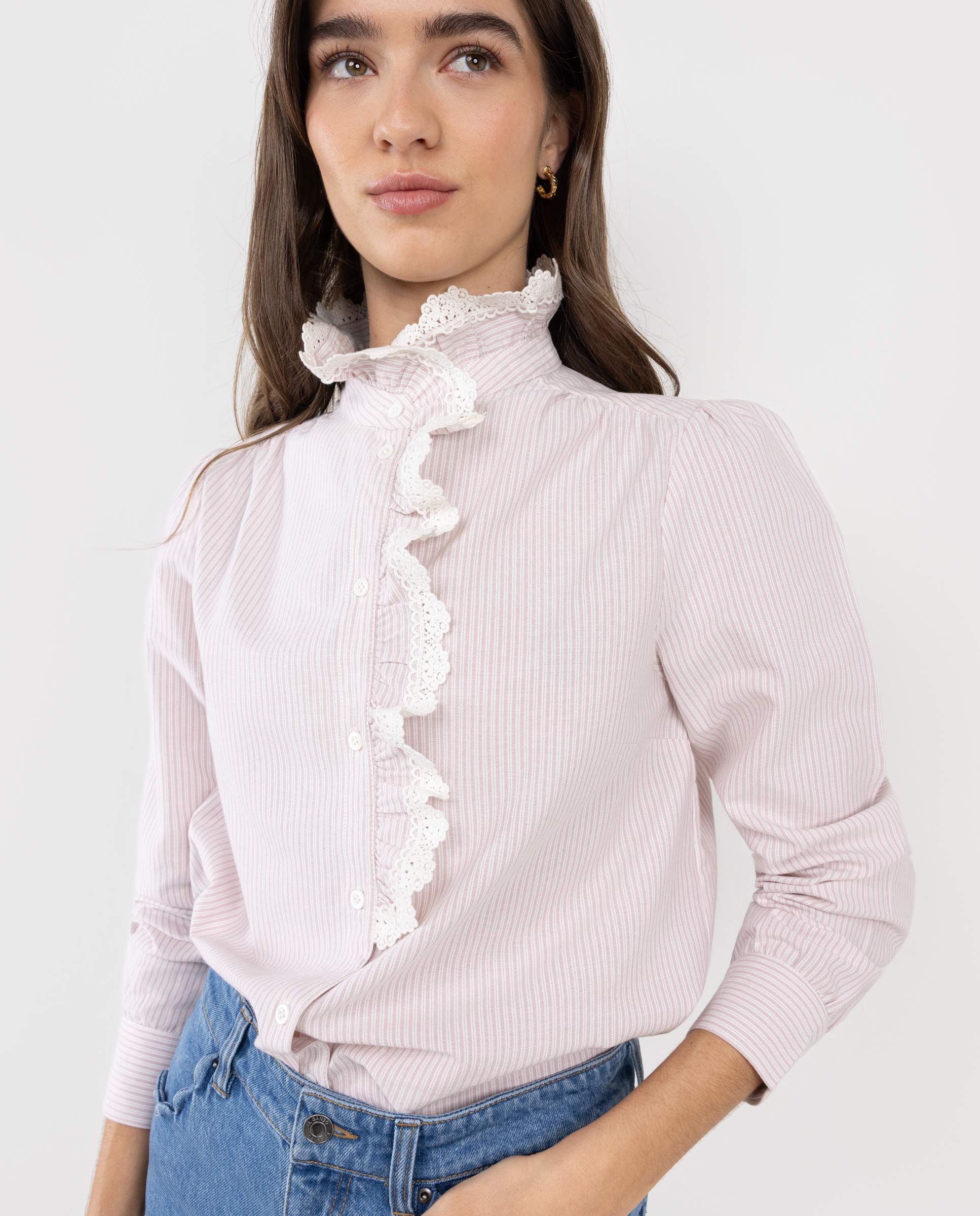 Louise Striped Ruffle Shirt
