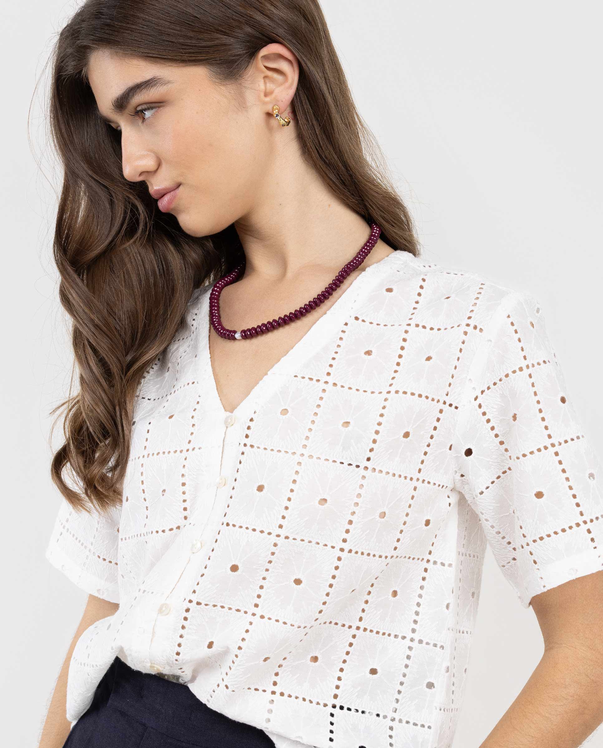 Camisa Lina Bordados Blanco