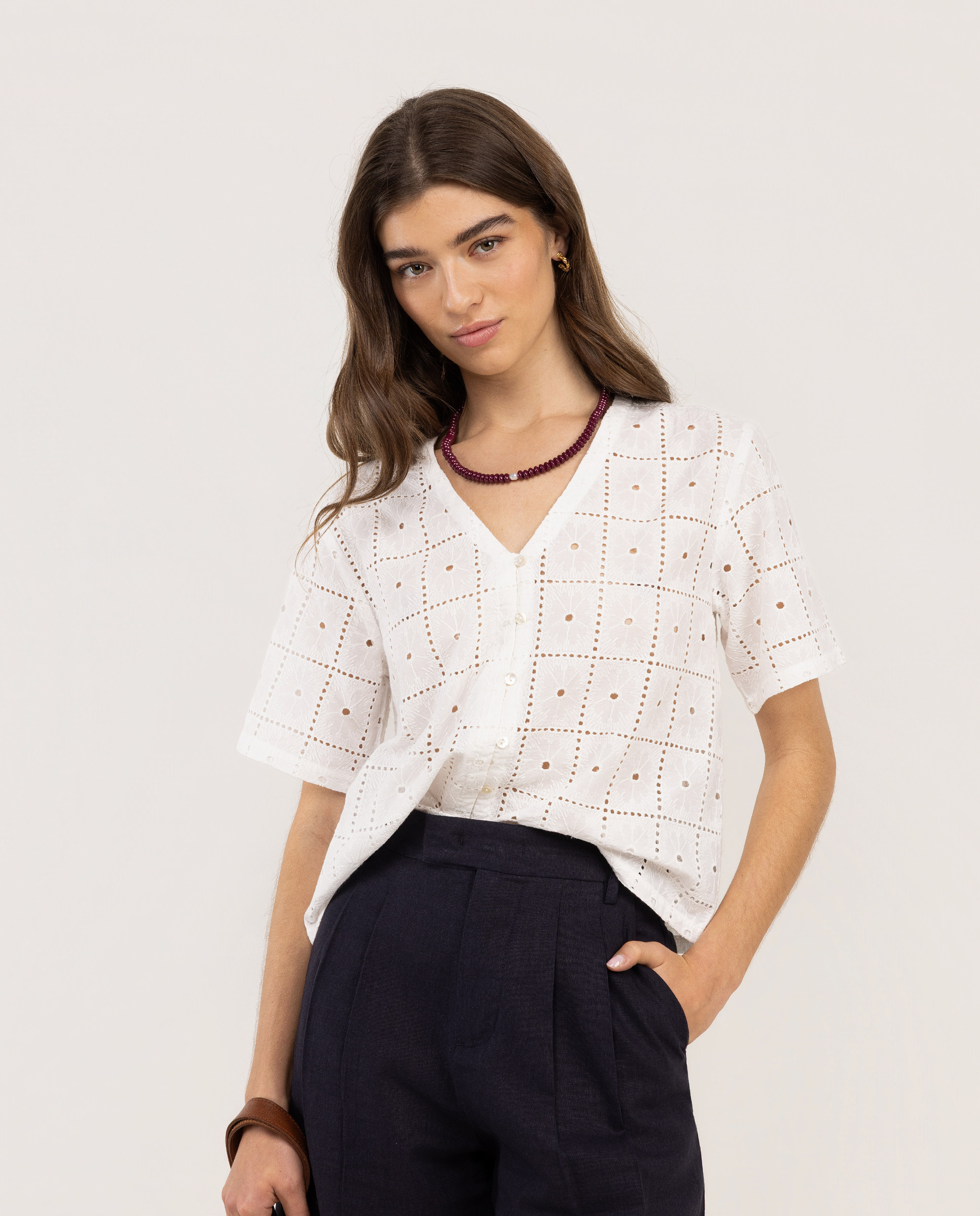Embroidered Linen Shirt