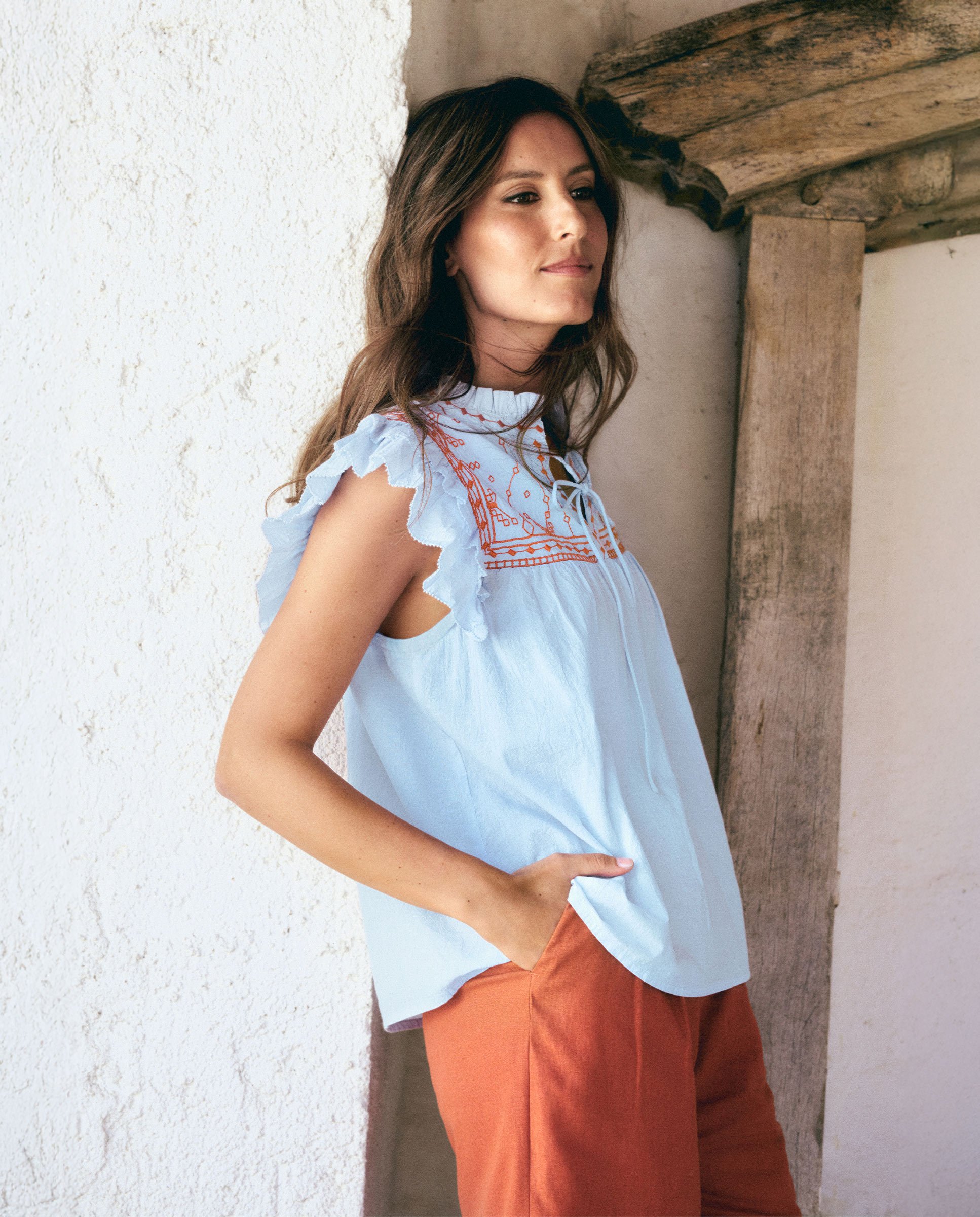 Blusa Alice Bordados Azul