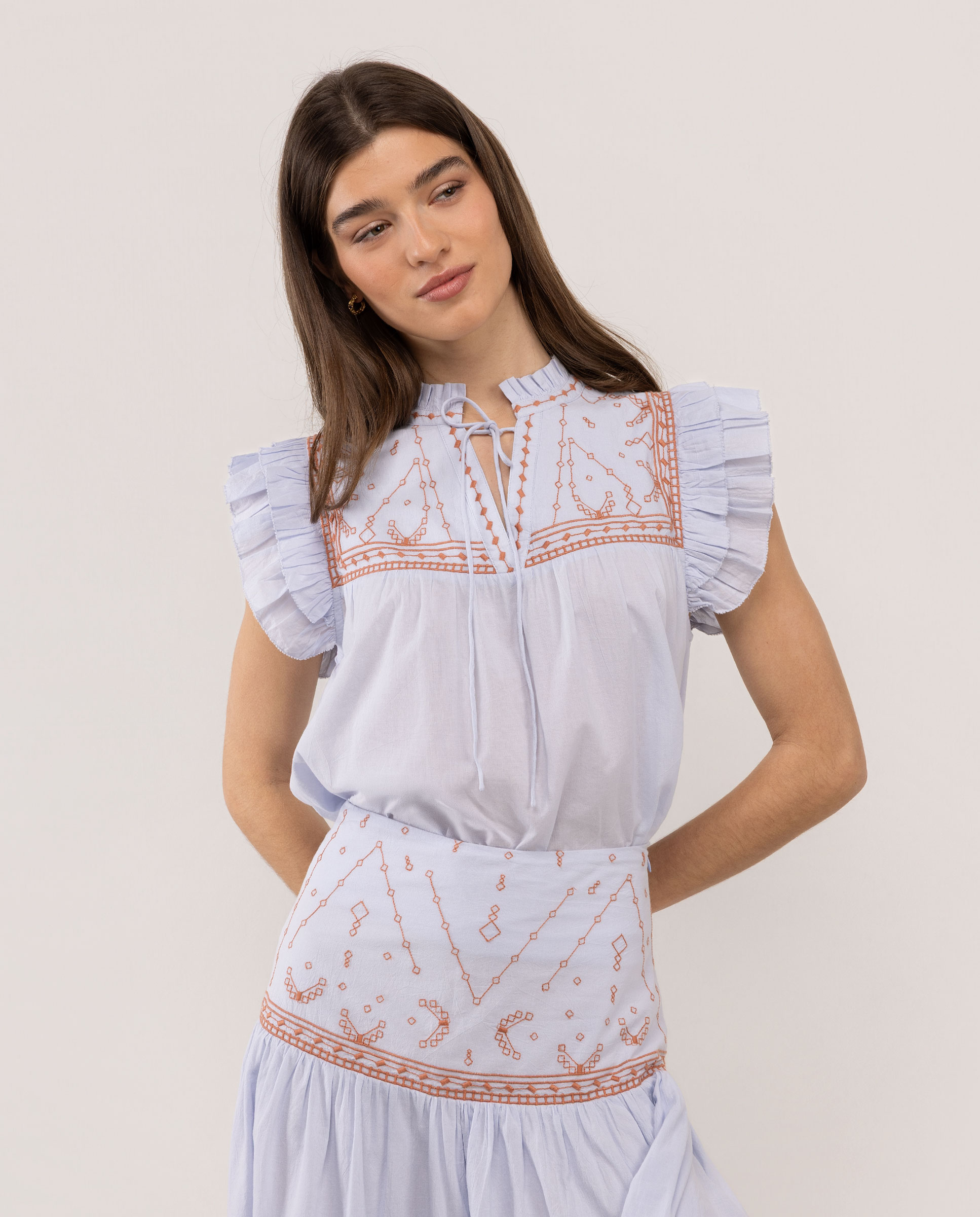 Blusa Alice Bordados Azul