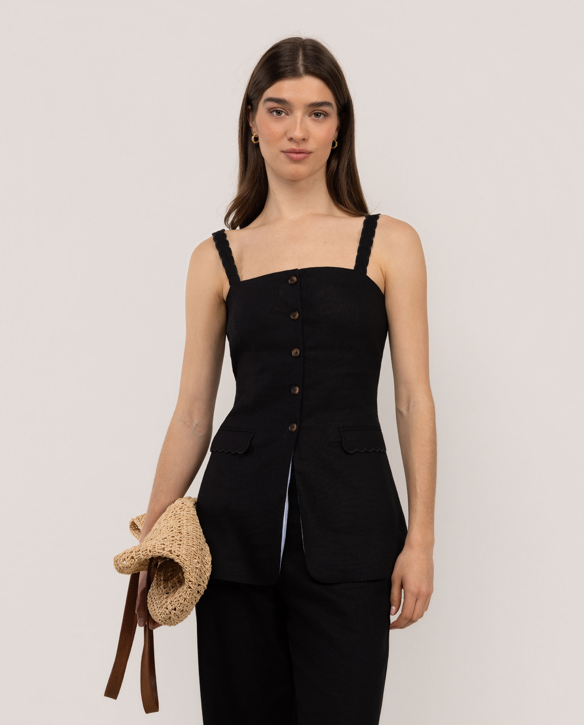 Chaleco Isabella Botones Negro