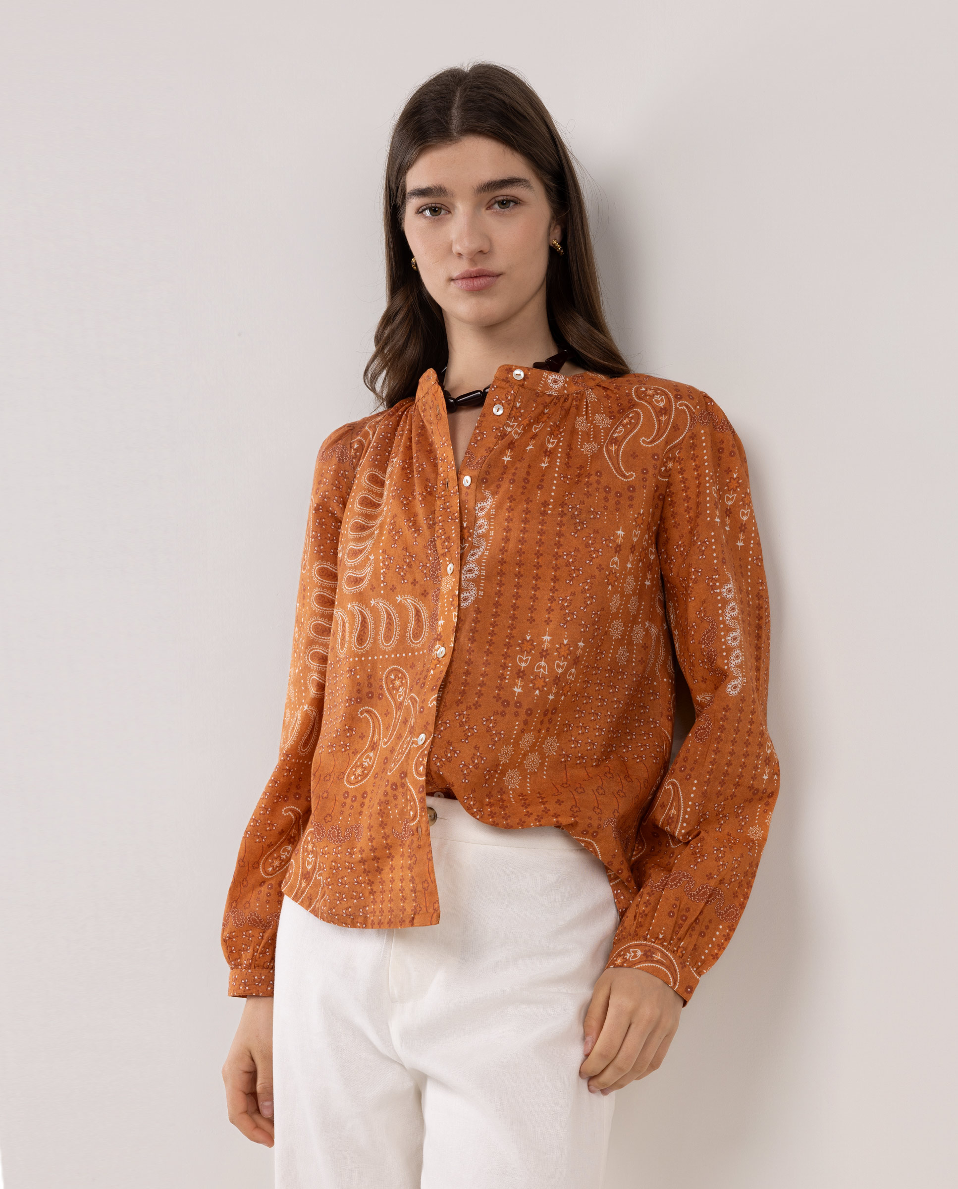 Blusa Sofía Botones Teja