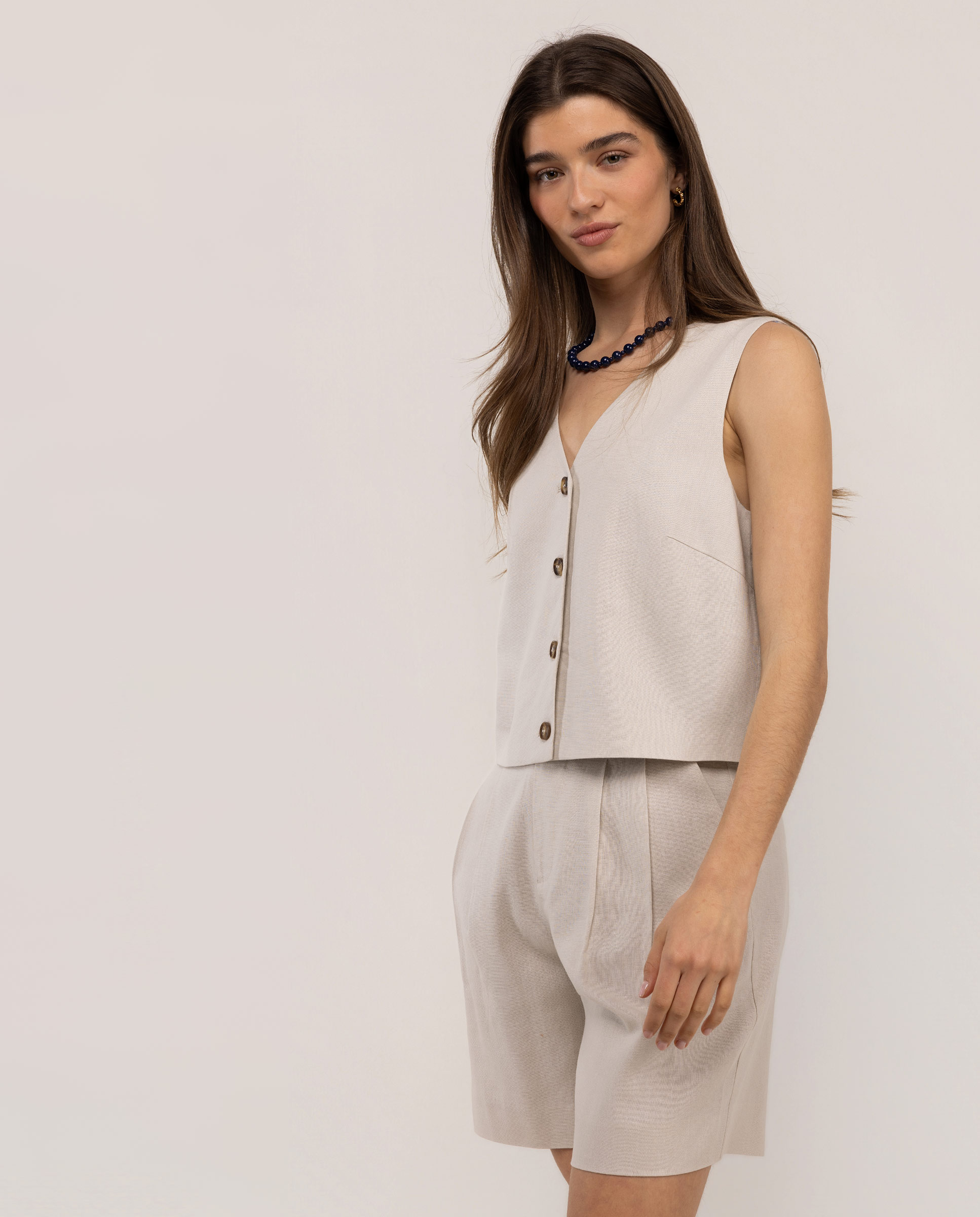 Chaleco Valeria Lino Crudo