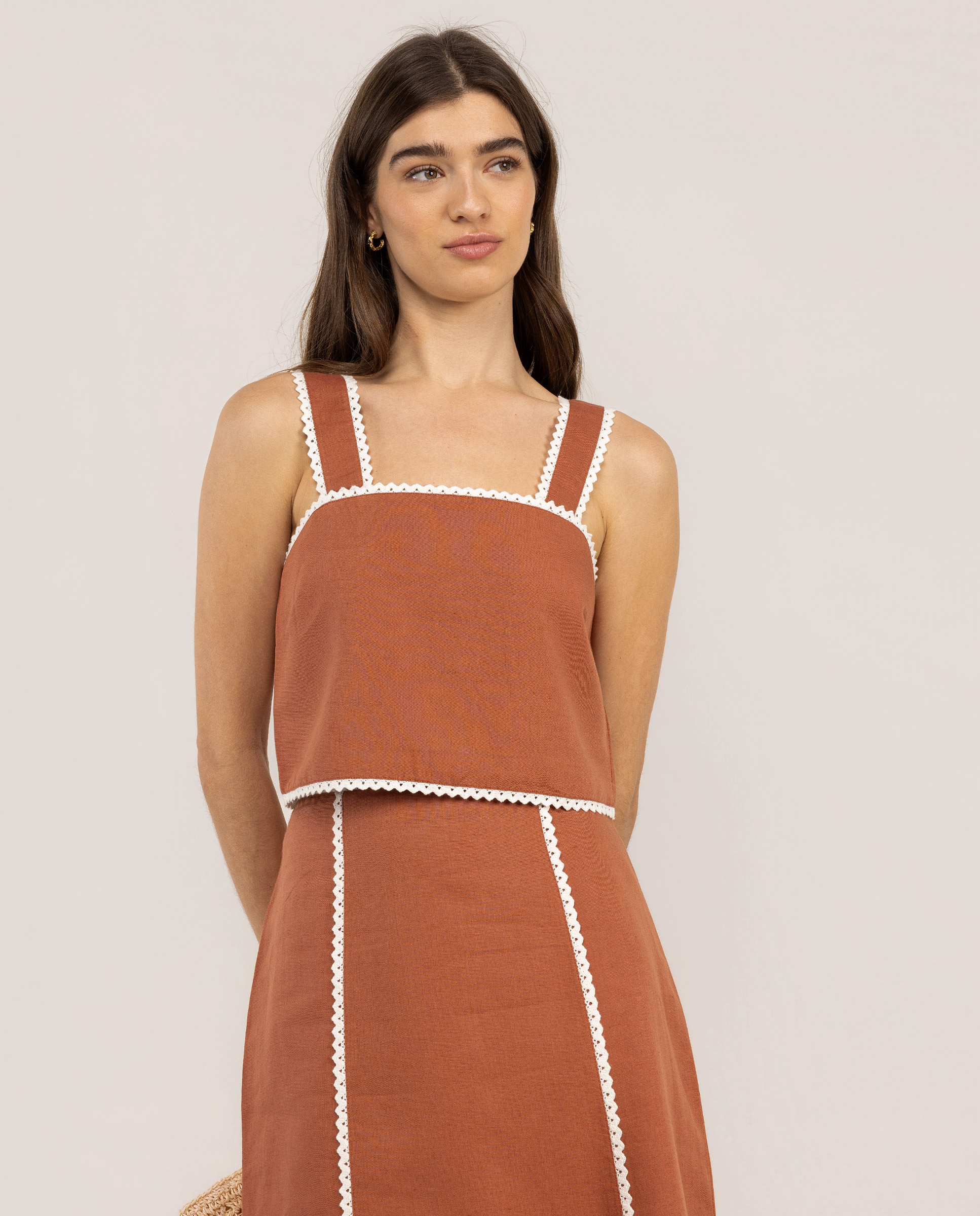 Top Juliet Botones Teja