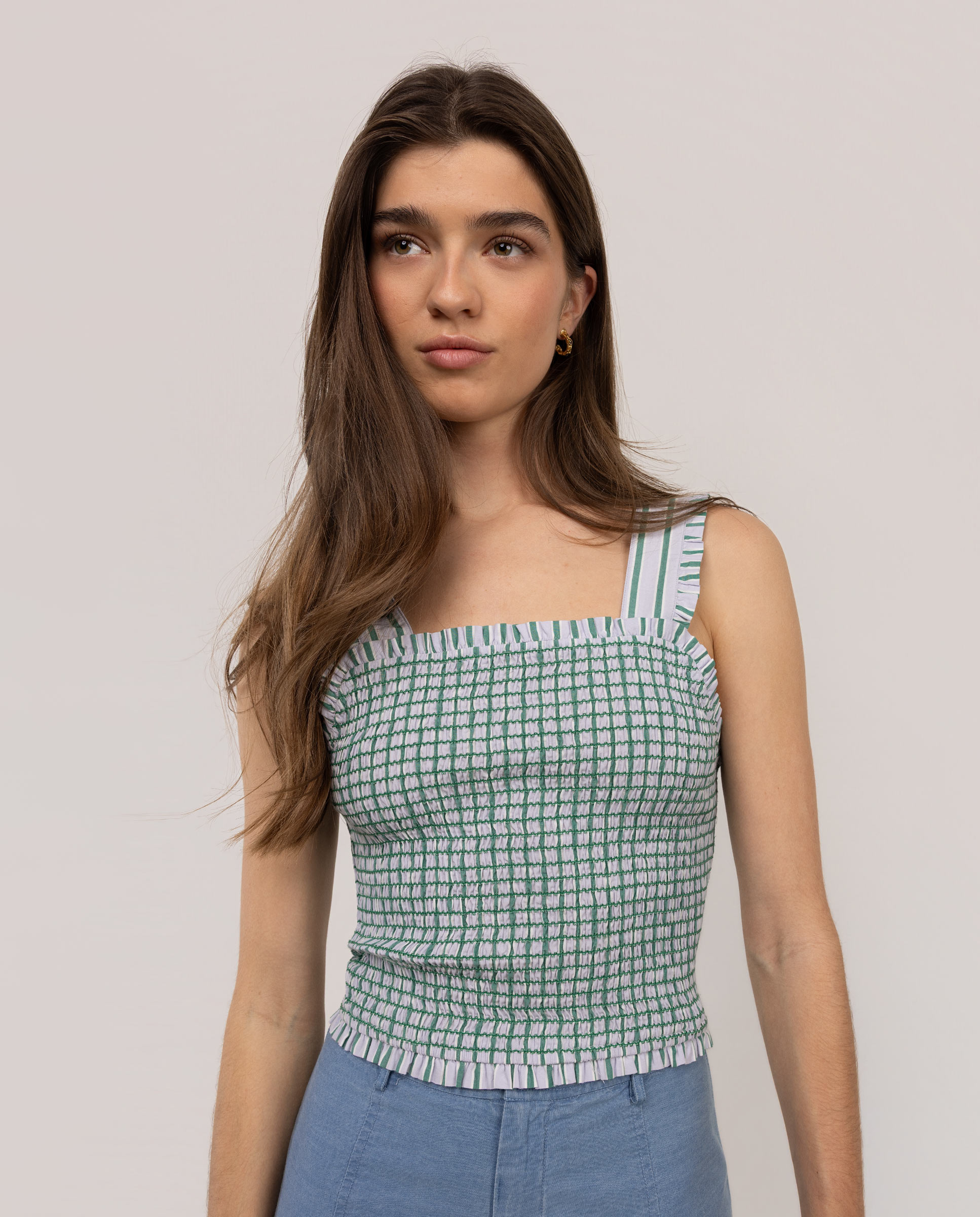 Top Greta Elástico Rayas Verde