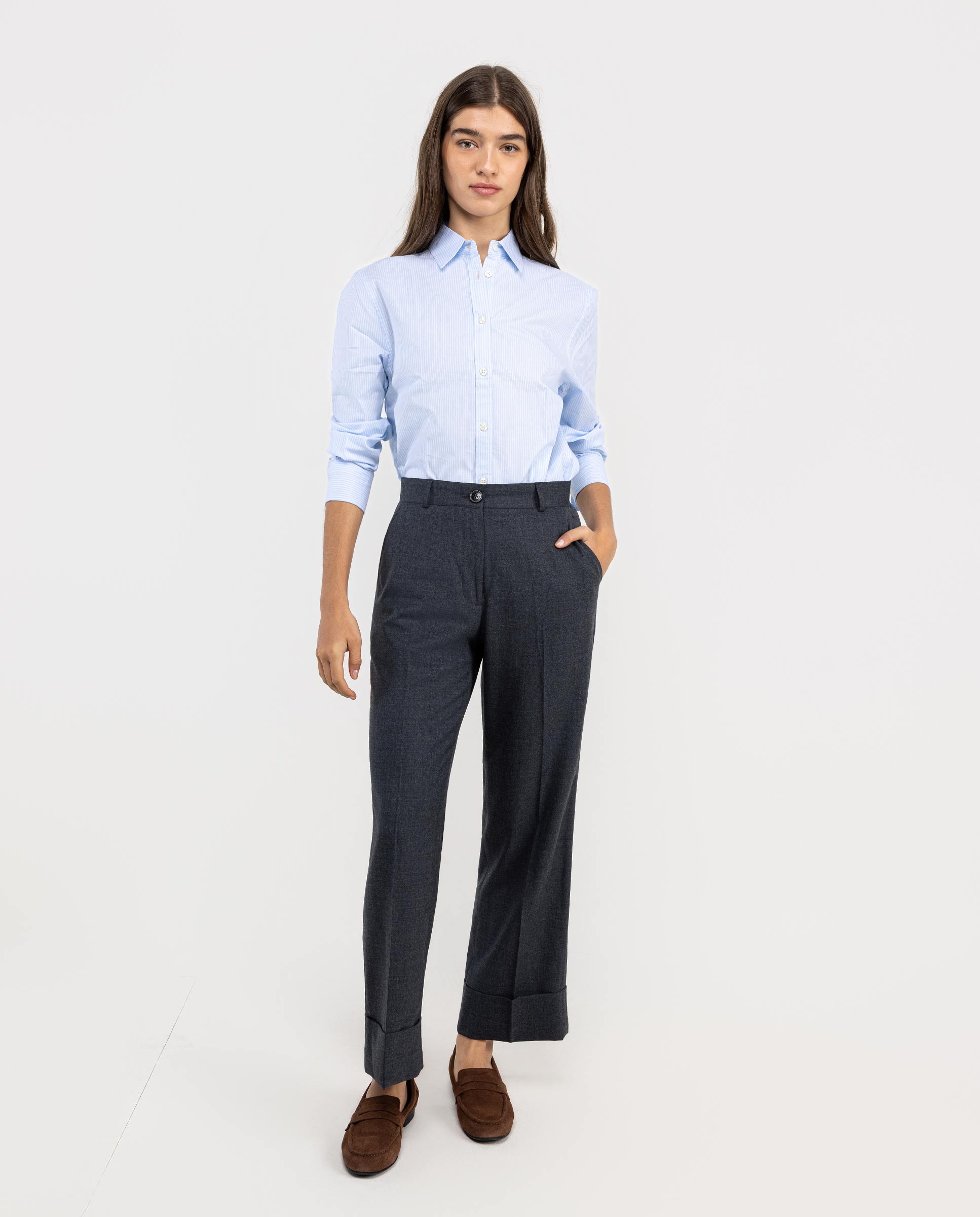 Camisa Vestir Raya Hairline Celeste