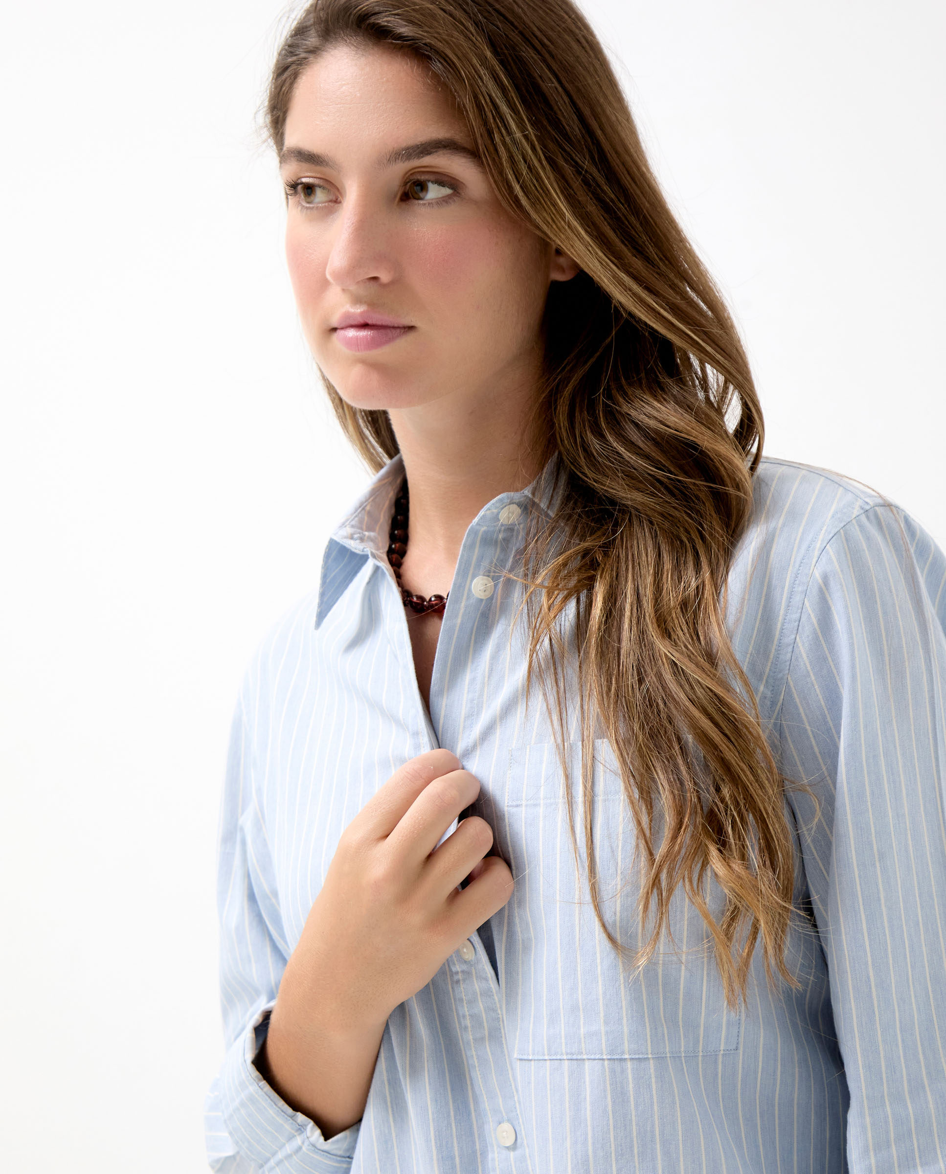 Camisa Claire Algodón Rayas Azul