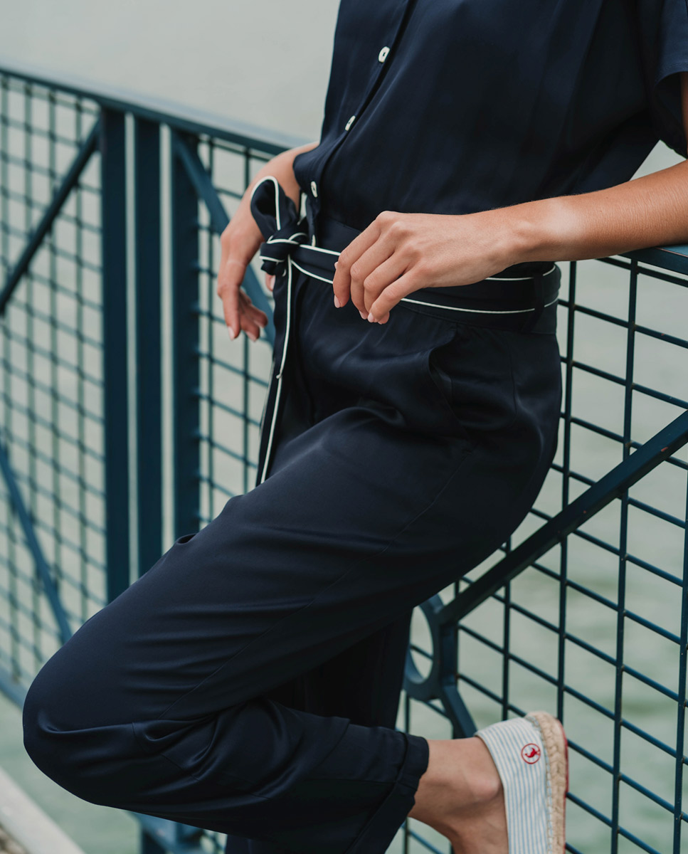 Navy Shirt Jumpsuit