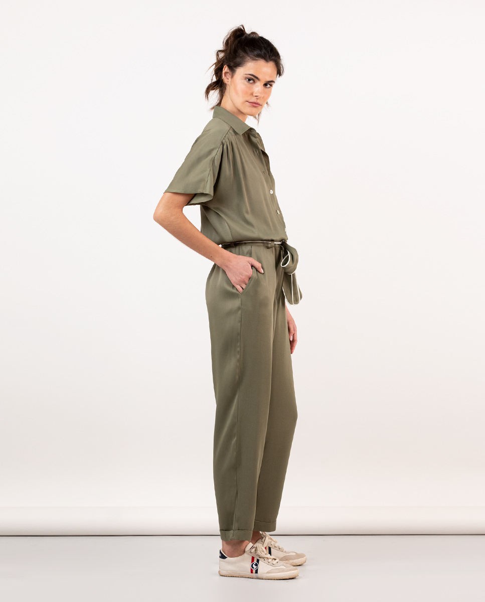 Khaki Shirt Jumpsuit