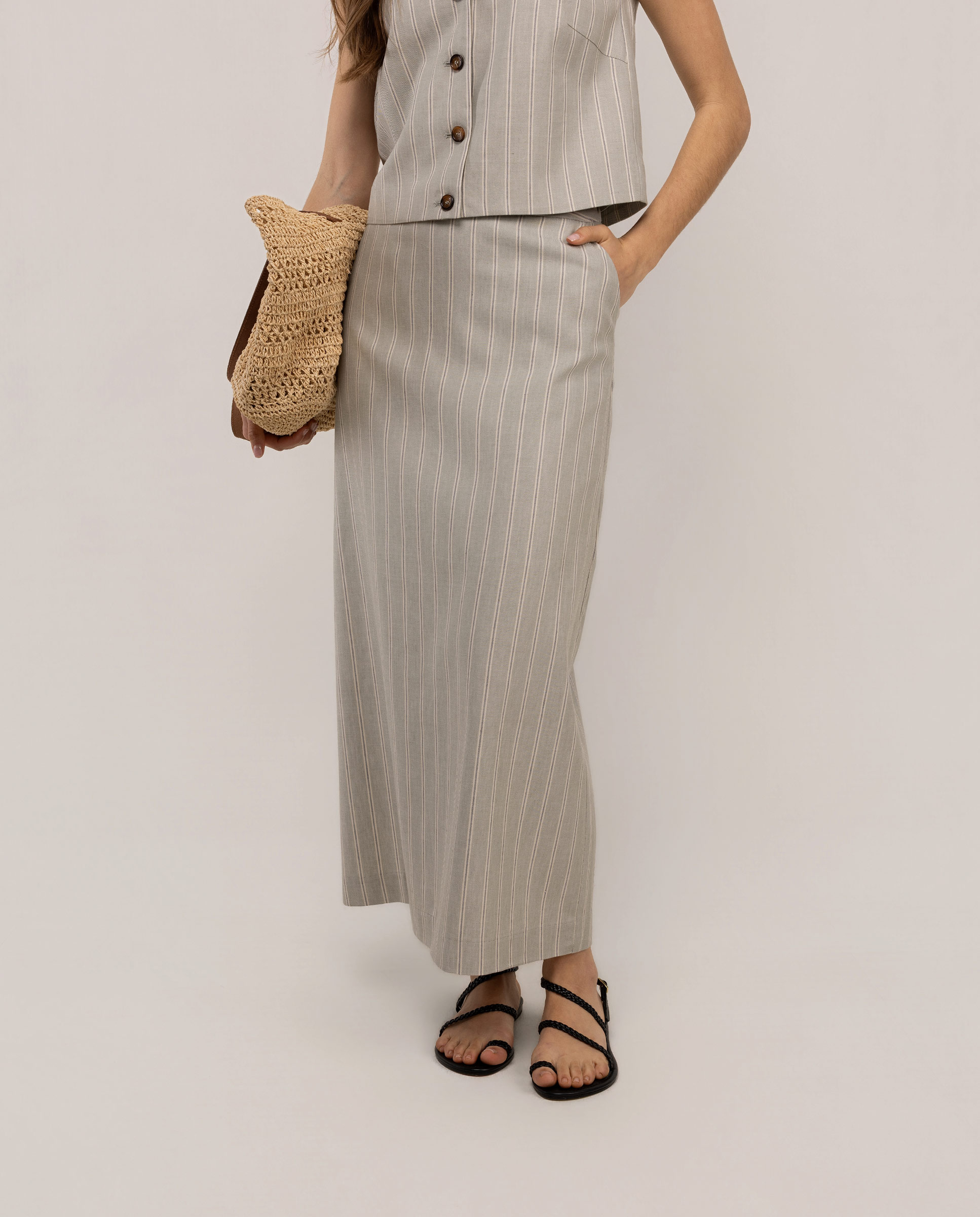 Mila Striped Midi Skirt