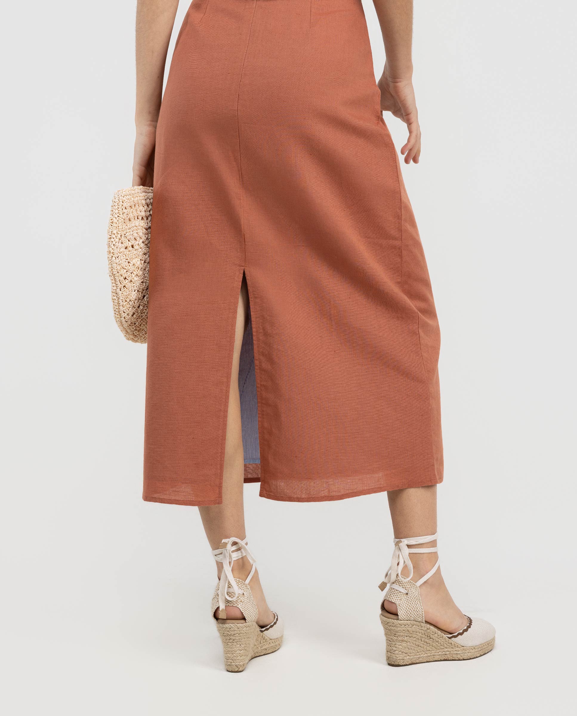 Falda Lena Midi Lino