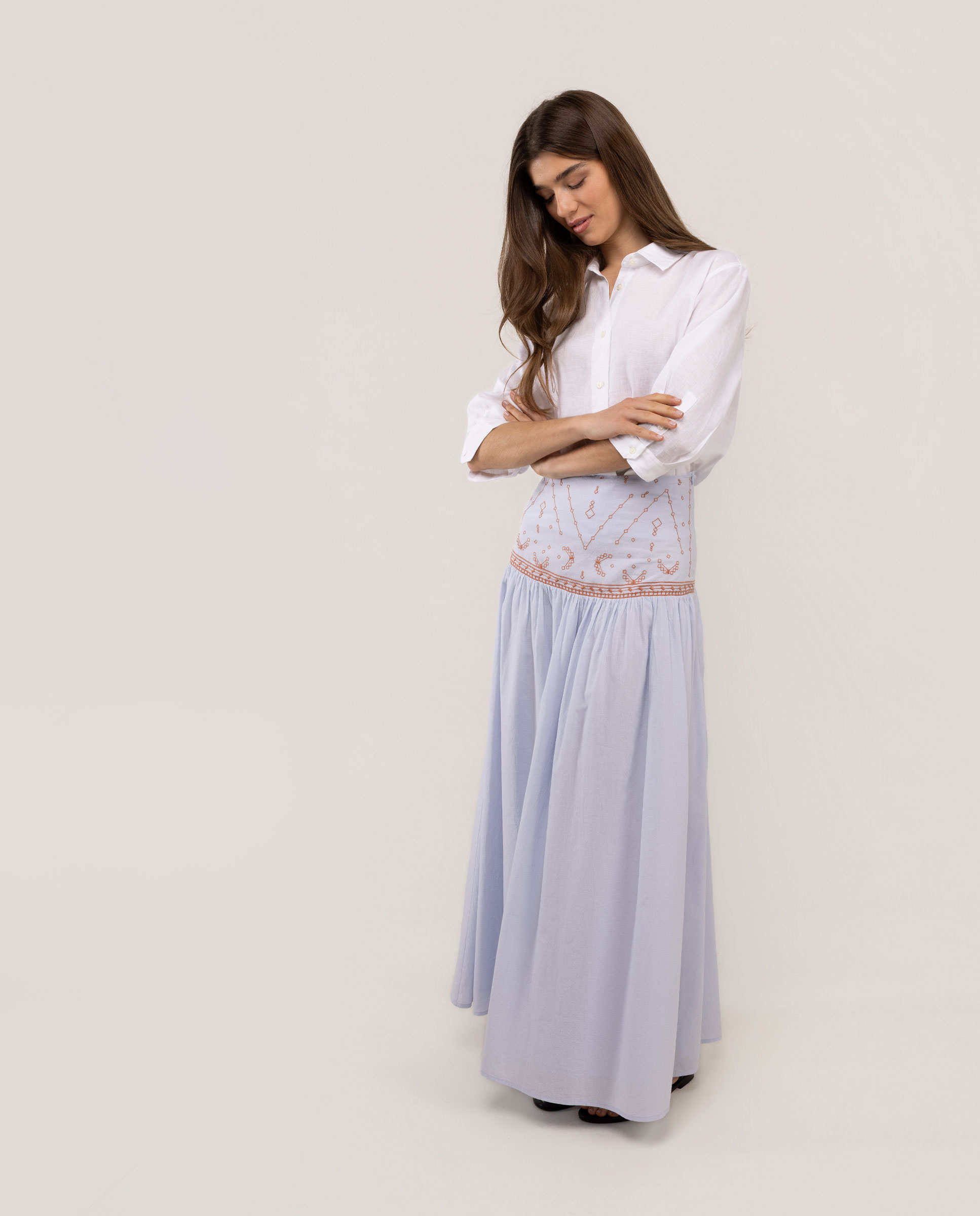 Falda Manuela Larga Bordados