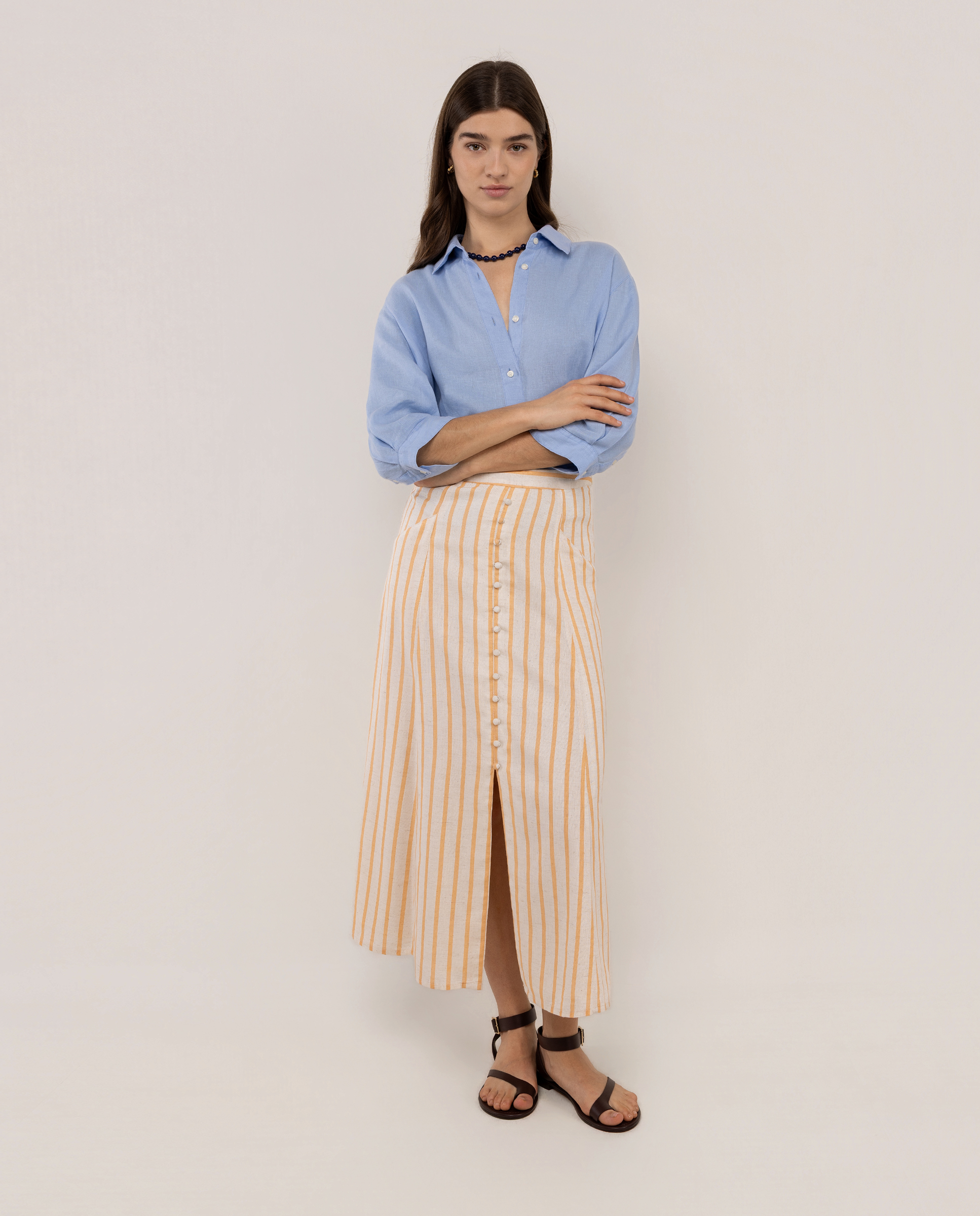 Camille Yellow Striped Skirt