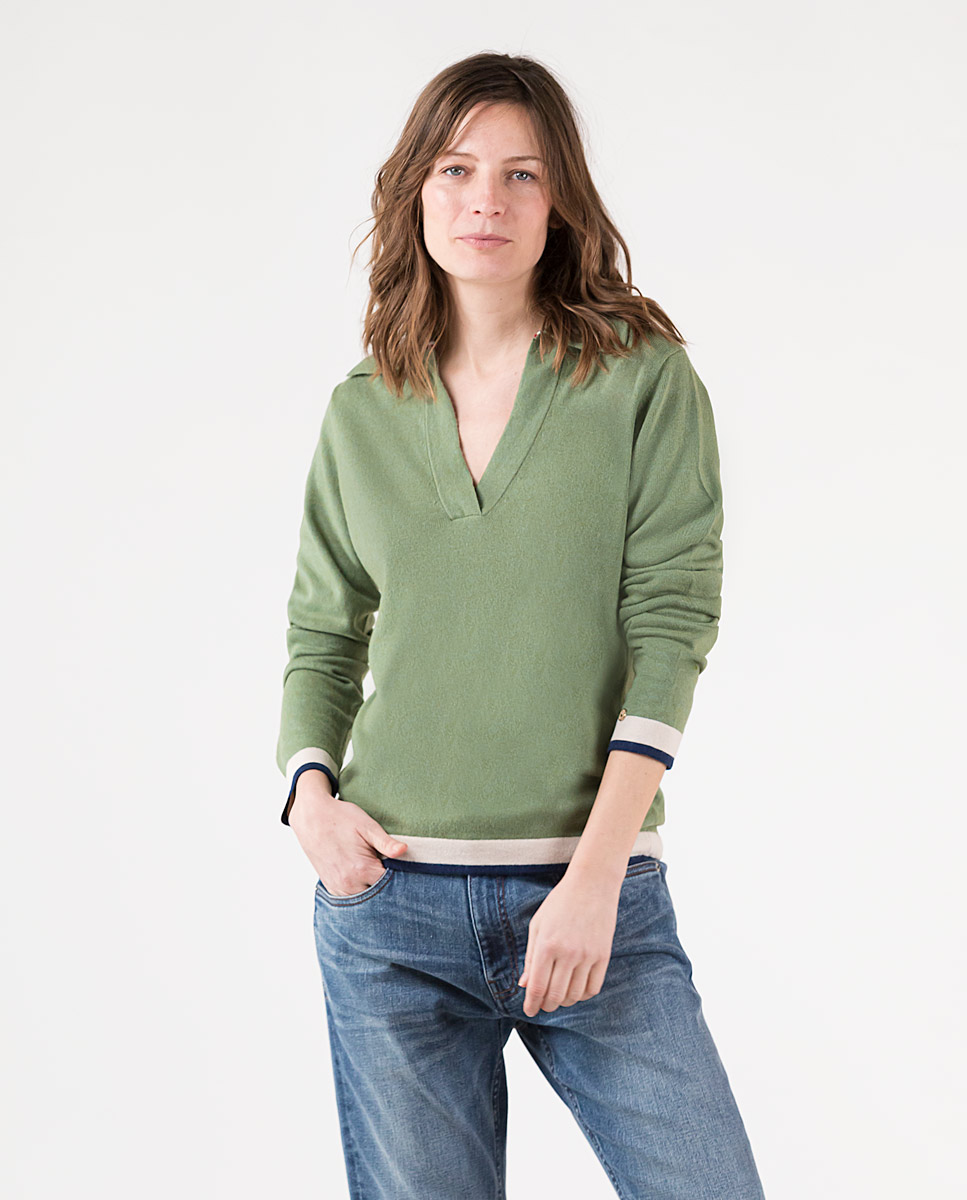 Jersey Cuello Polo Verde