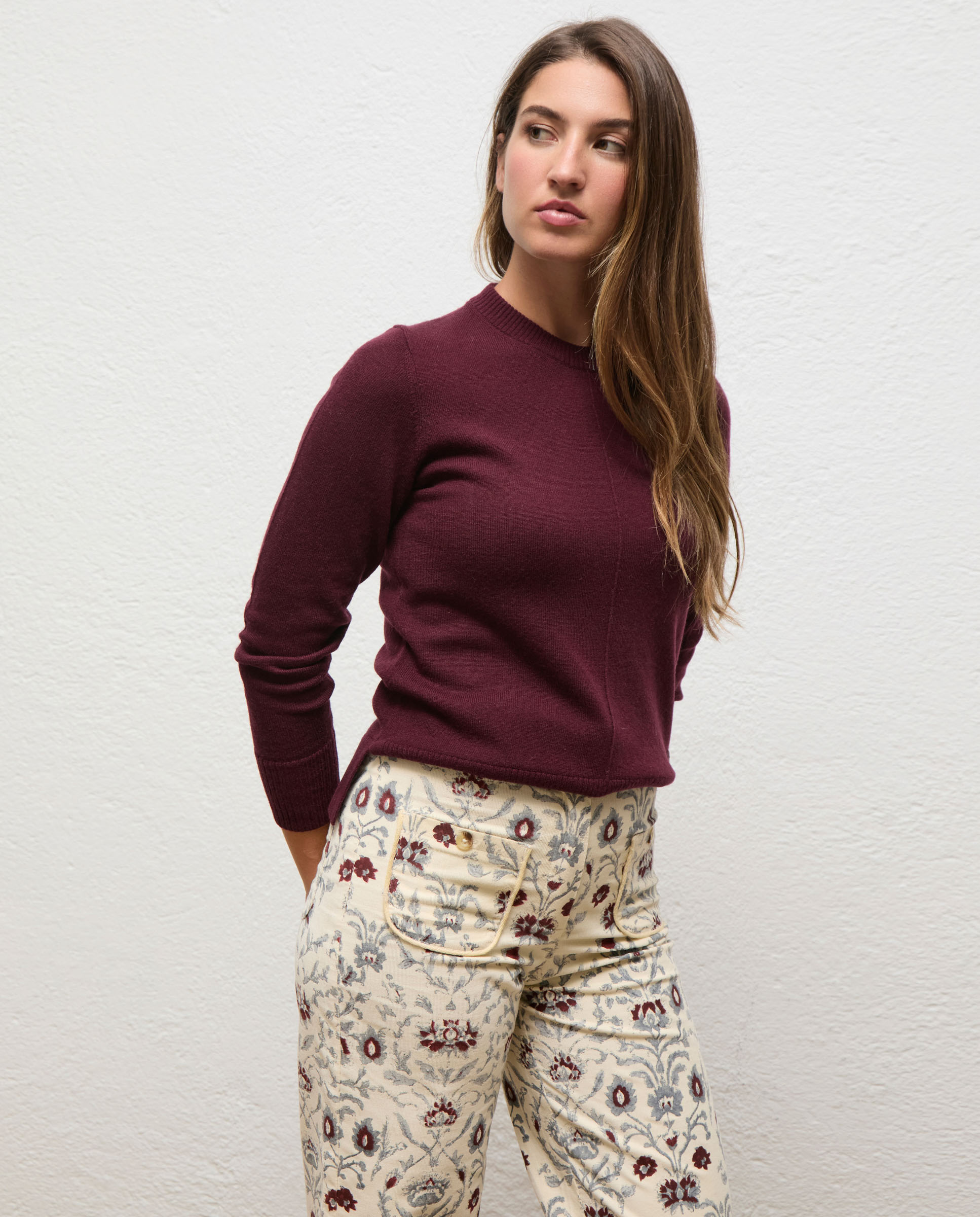 Miranda Crew Neck Jersey, Burgundy