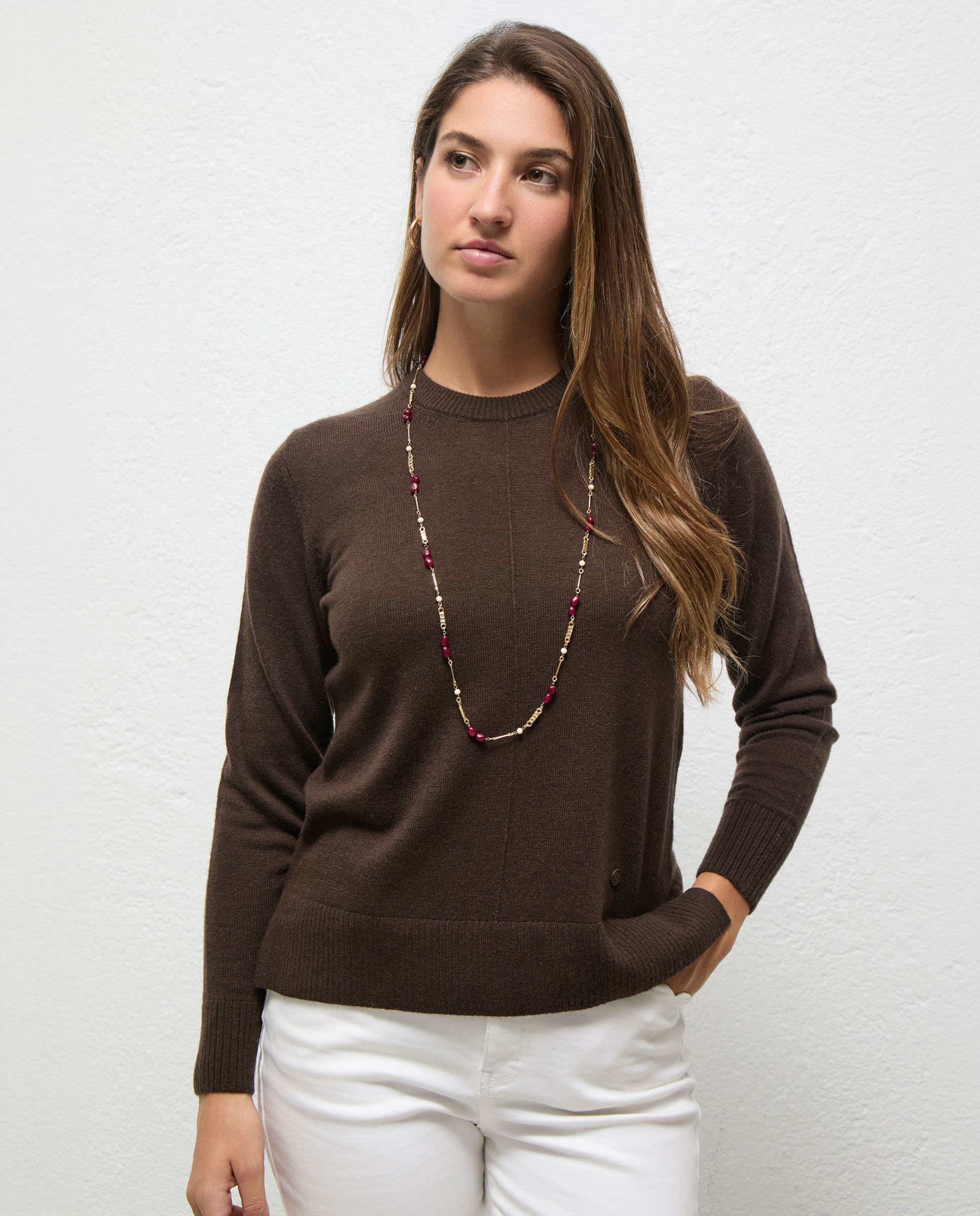 Miranda Crew Neck Brown Jersey