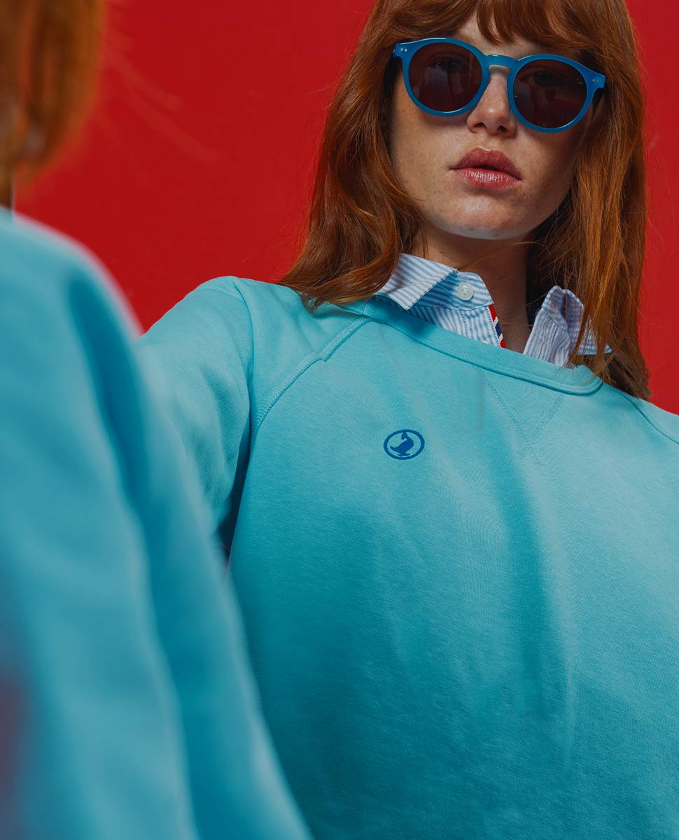 Turquoise Sweatshirt W Crew Neck