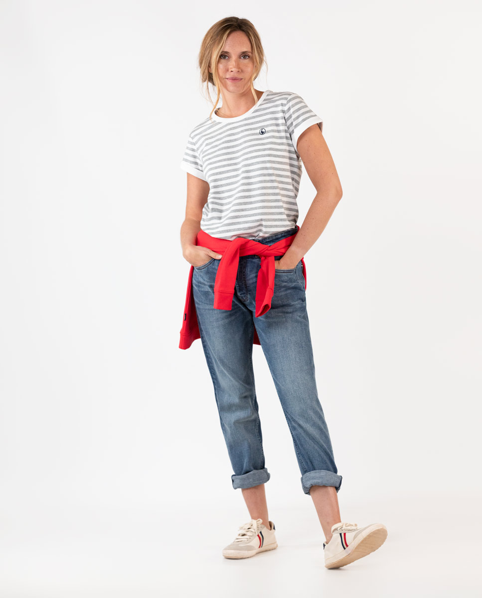 Grey White Striped Shirt