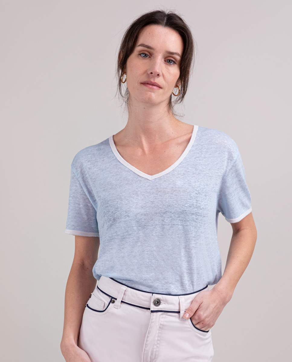 Camiseta Lino Celeste