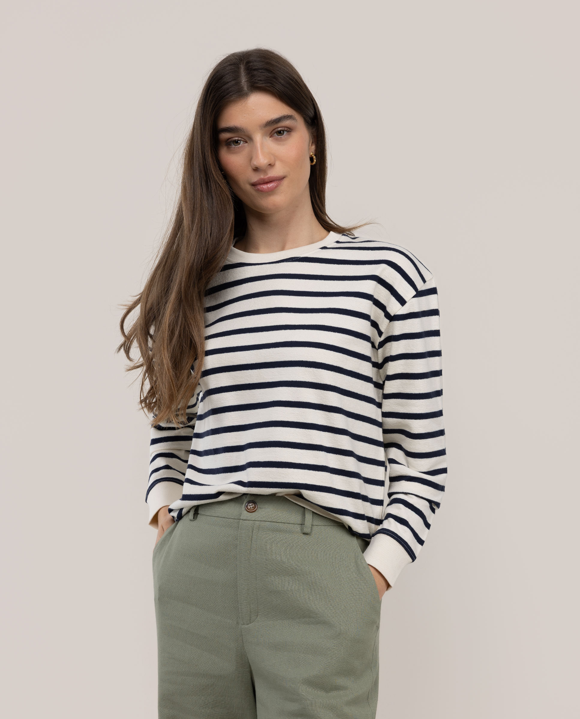 Sudadera Cuello Caja Rayas Marino