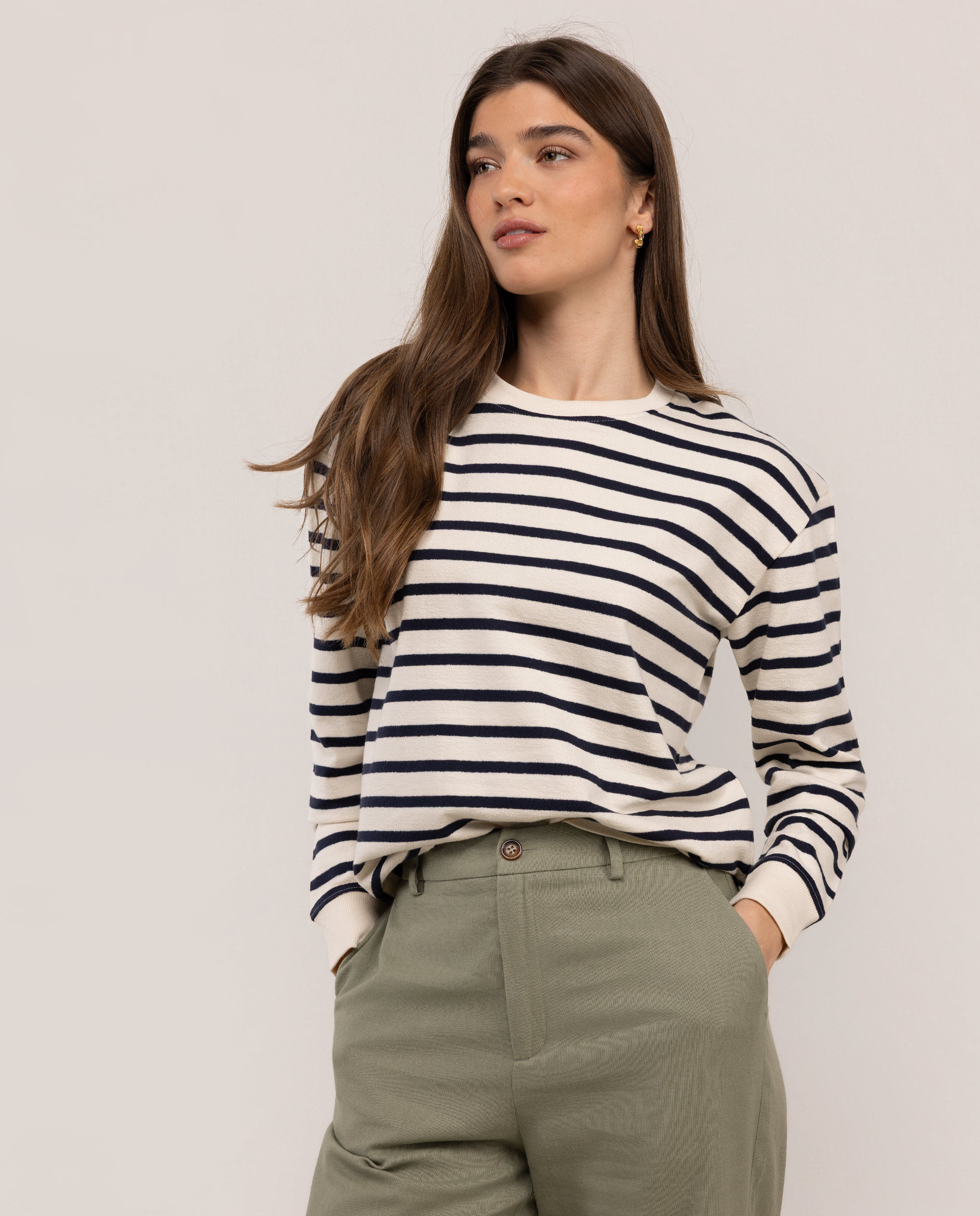Striped Crew Neck Sweatshirt