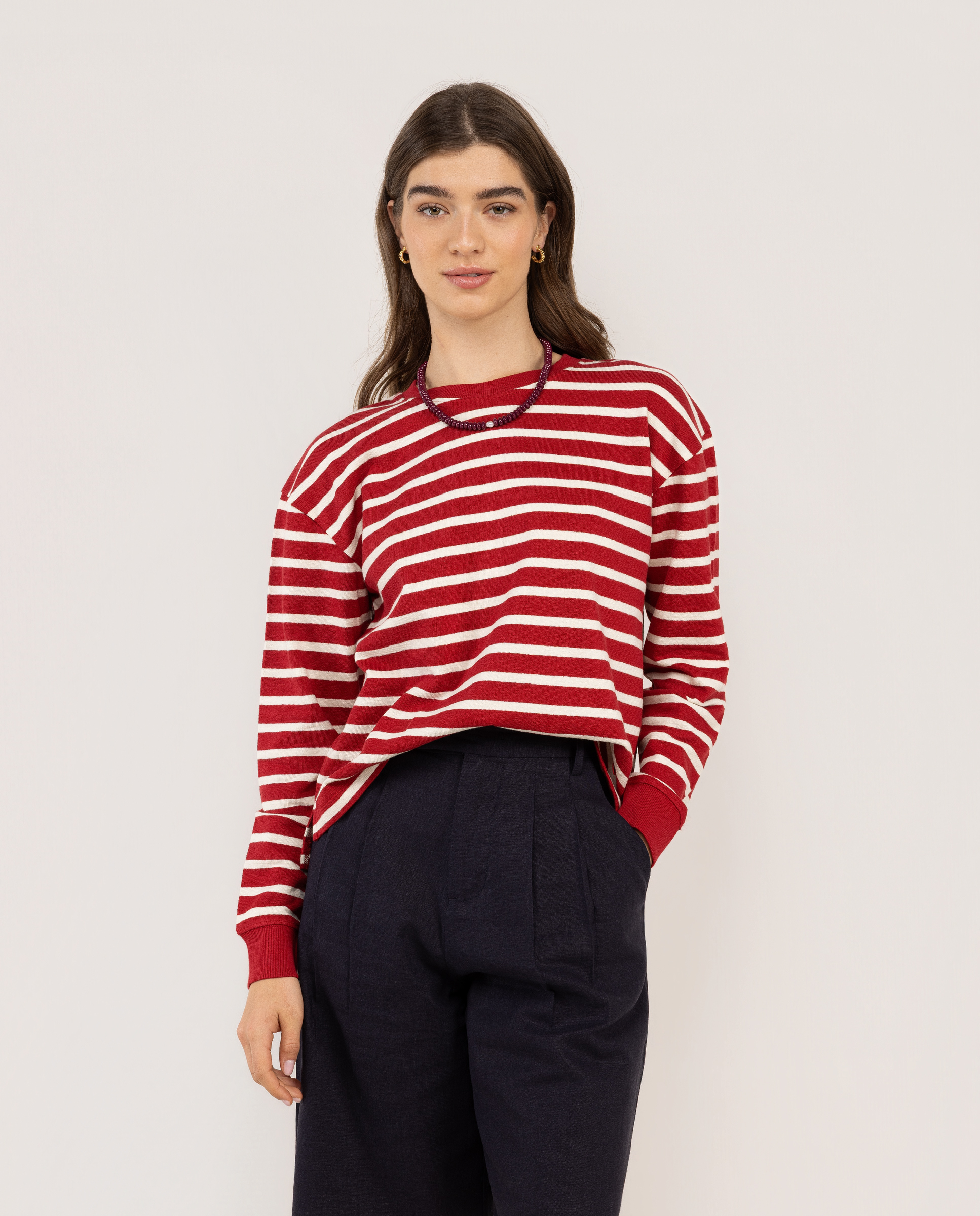 Striped Crew Neck Sweatshirt