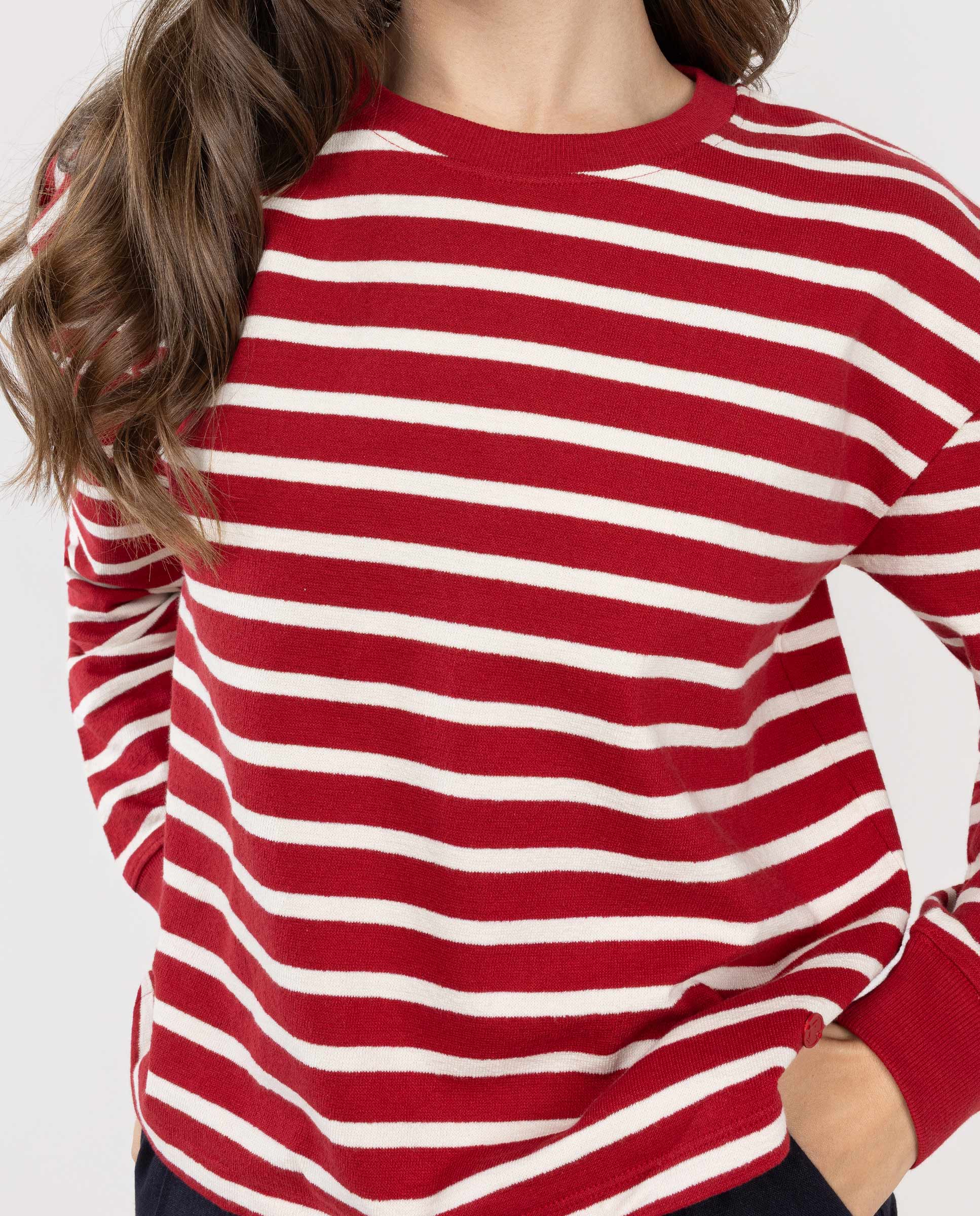 Sudadera Cuello Caja Rayas Rojo