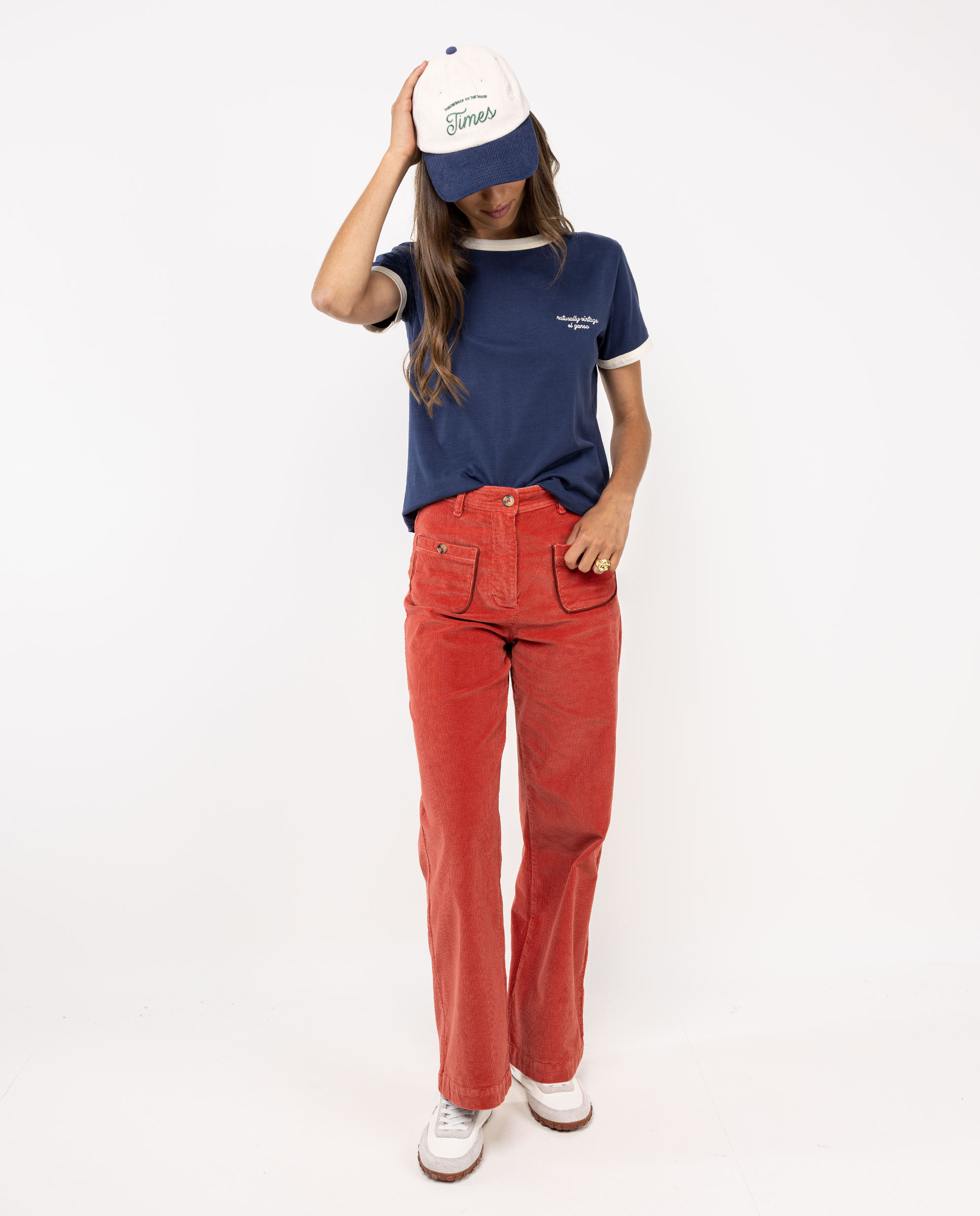 Navy Shirt W Cream Piping