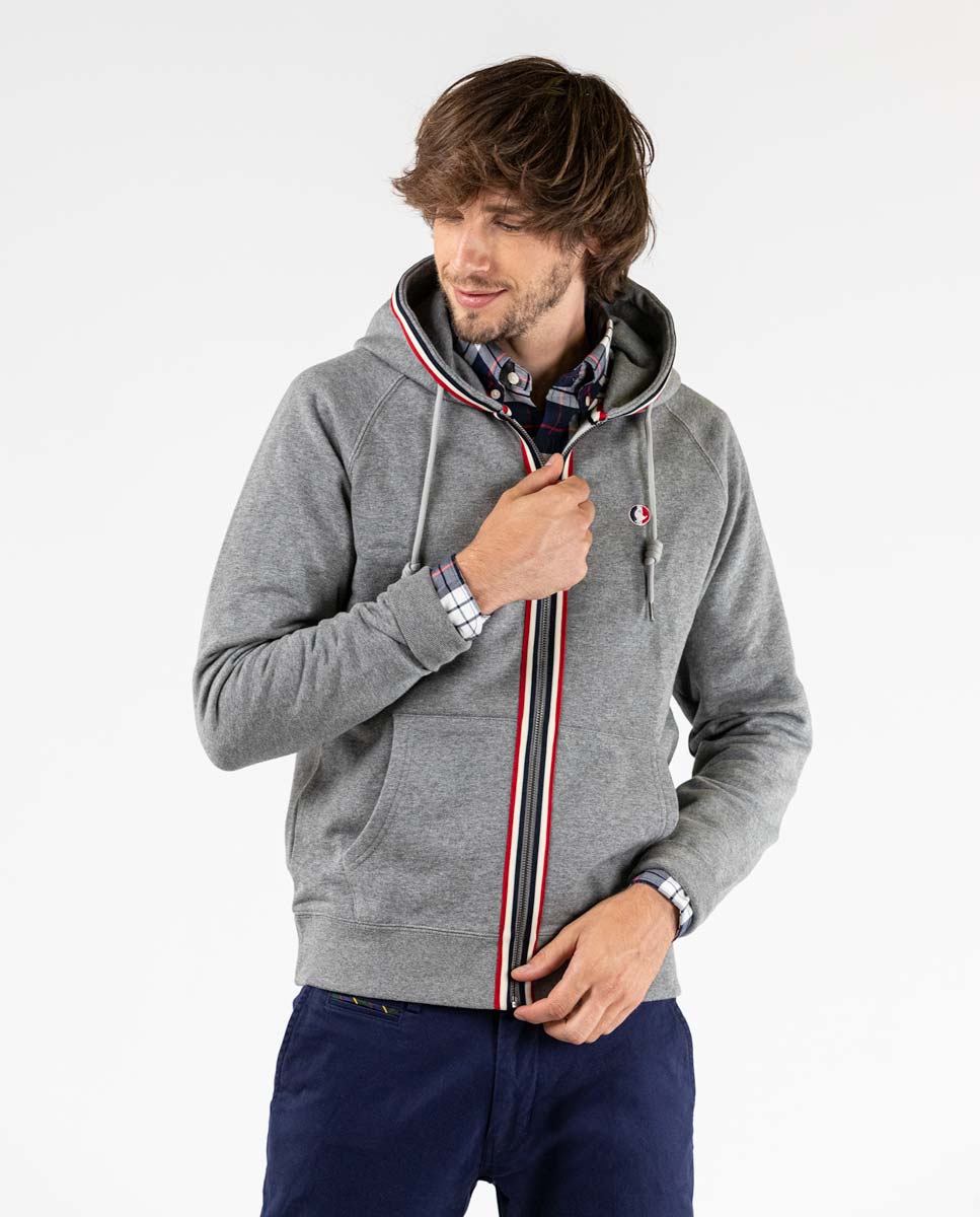 Sudadera canguro cremallera Gris melange