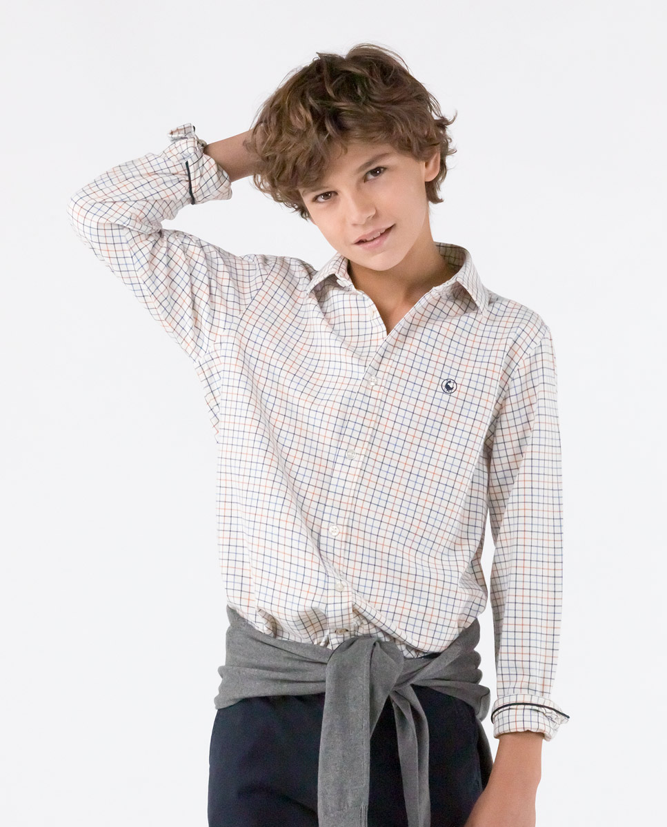 Navy Windowpane Check Shirt