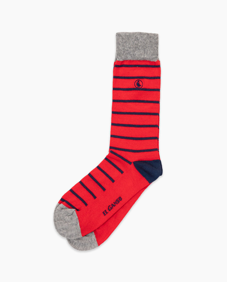 Red Socks W Navy Stripes