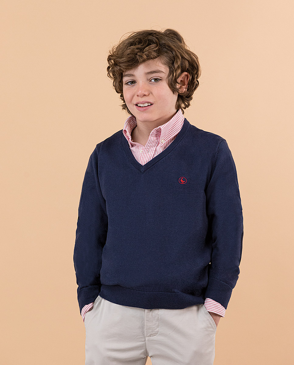 Jersey Marino Cuello Pico Coderas
