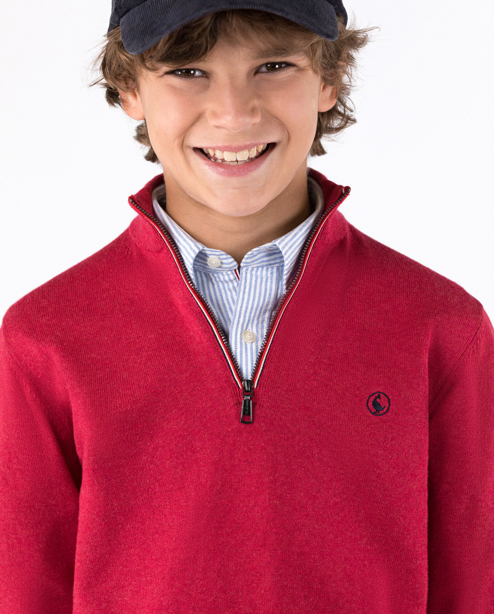 Jersey Cuello Cremallera Rojo