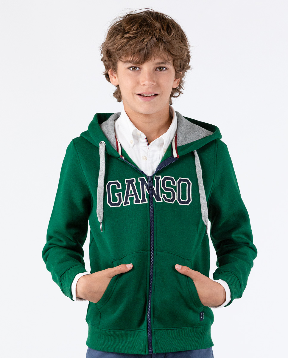 Sudadera Cremallera Capucha Verde