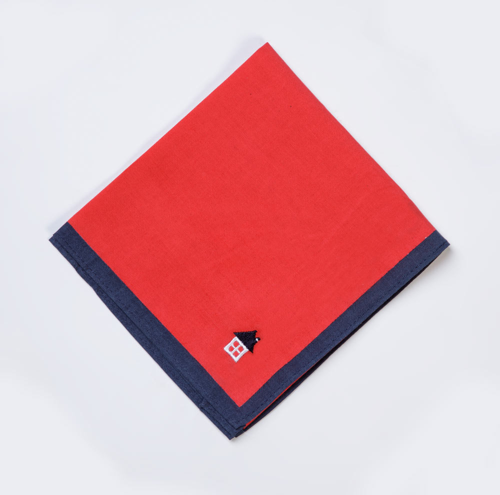 Bright Red Navy Handkerchief Embroidered Home