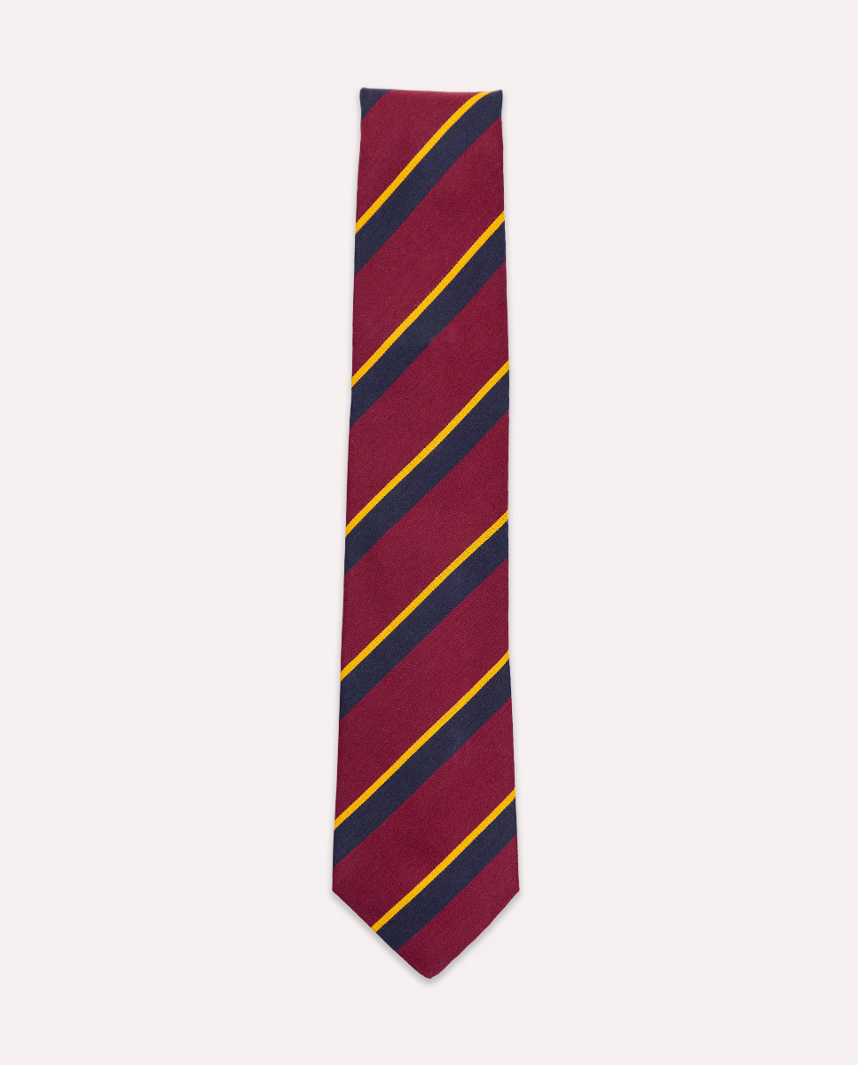 Blue Maroon Striped Tie Yellow Edging